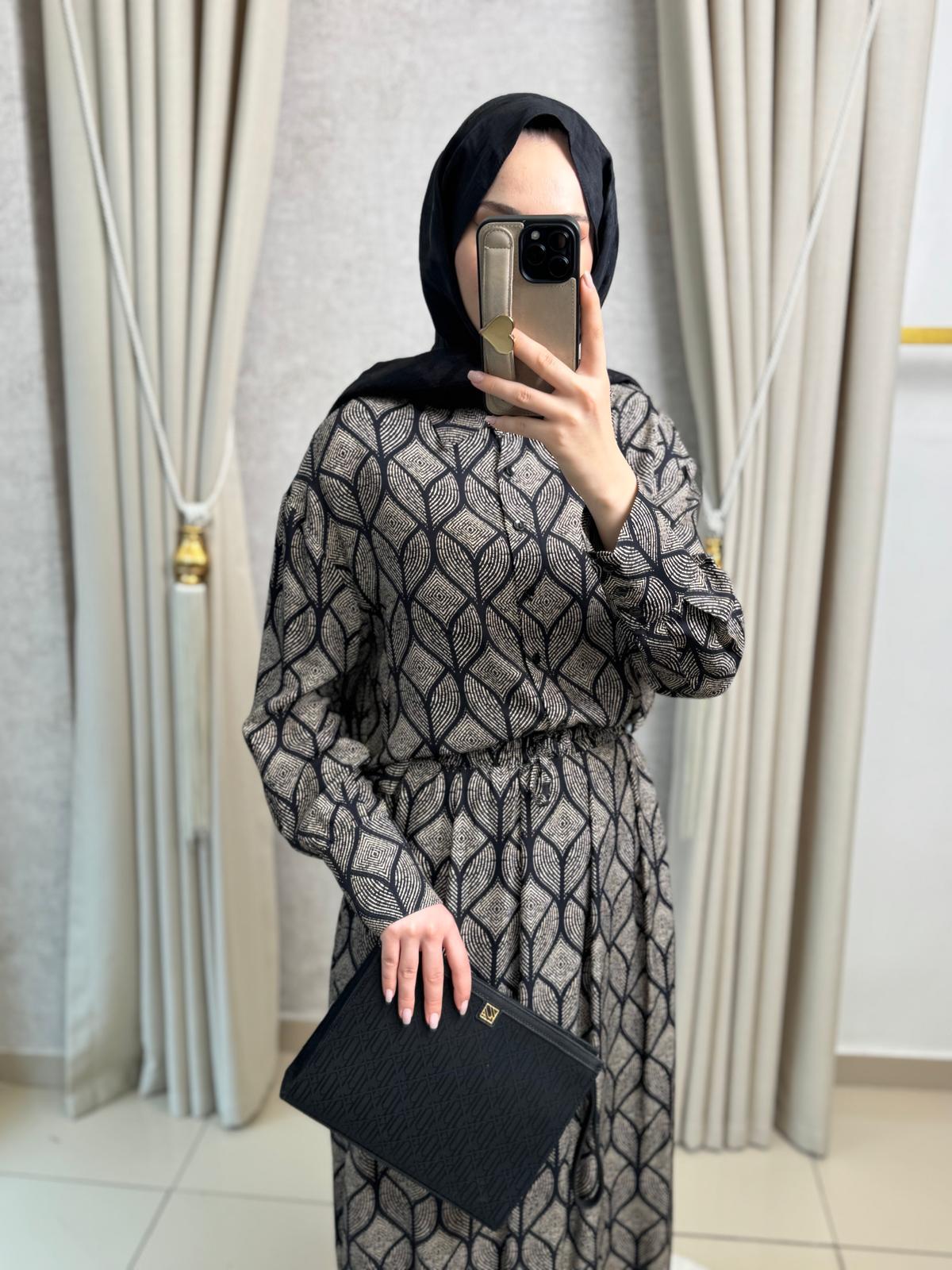 Miori Torino Etekli Rayon Viskon Etekli Takım Siyah