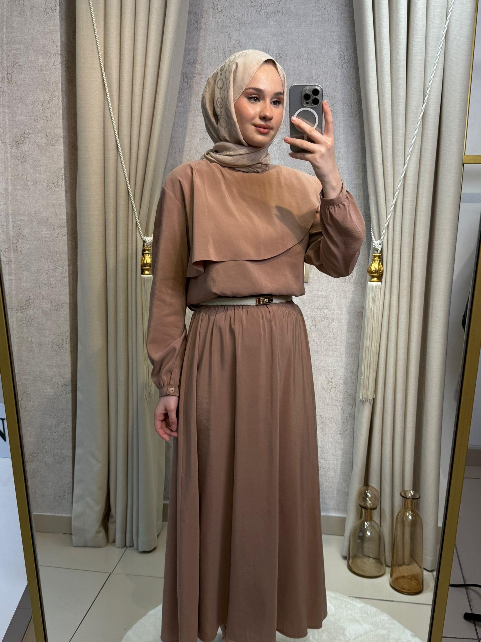 Nuss 1088 Modal Kumaş Etekli Takım Çikolata