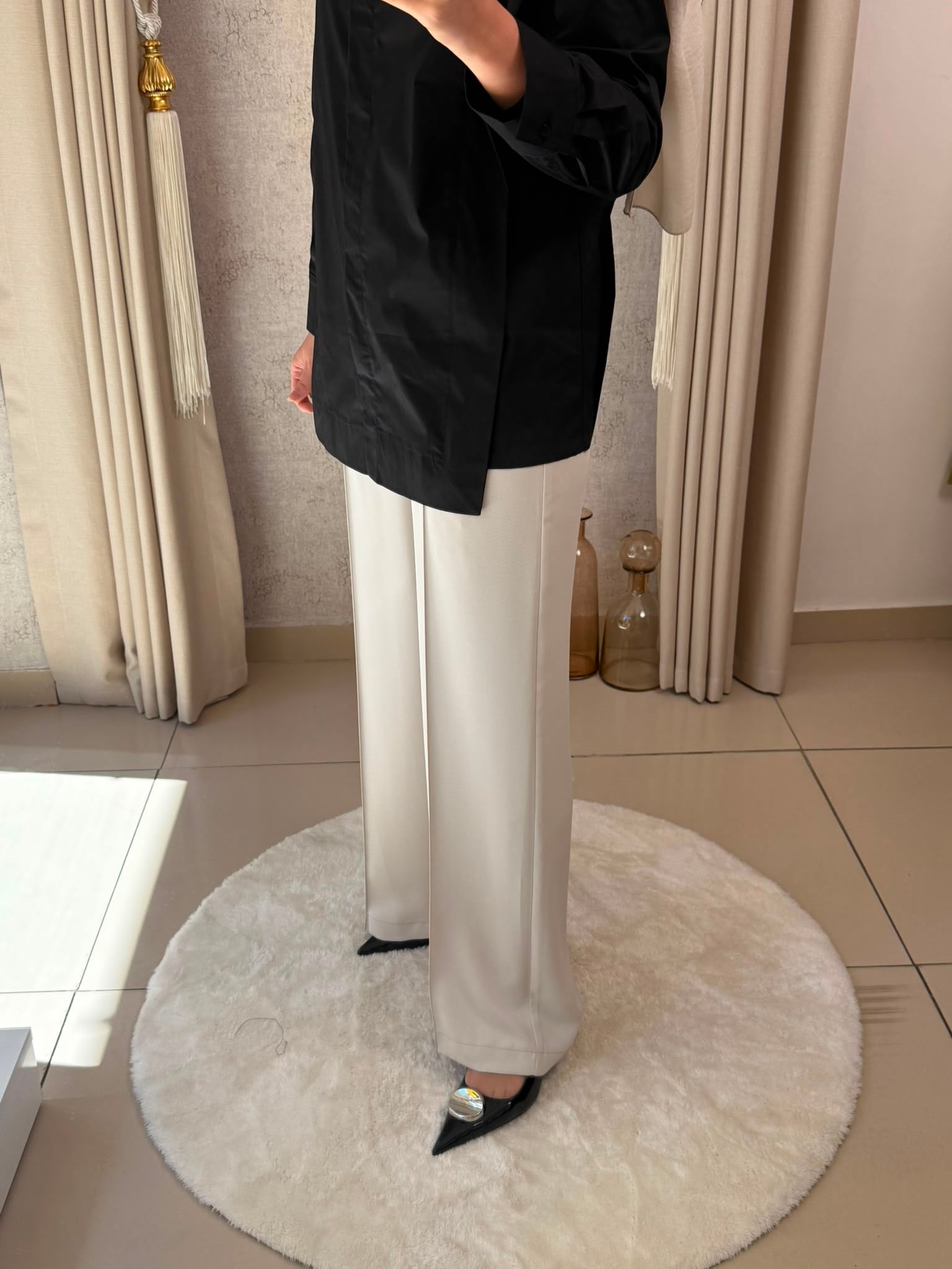 Miori Pat Detaylı Poplin Gömlek Siyah