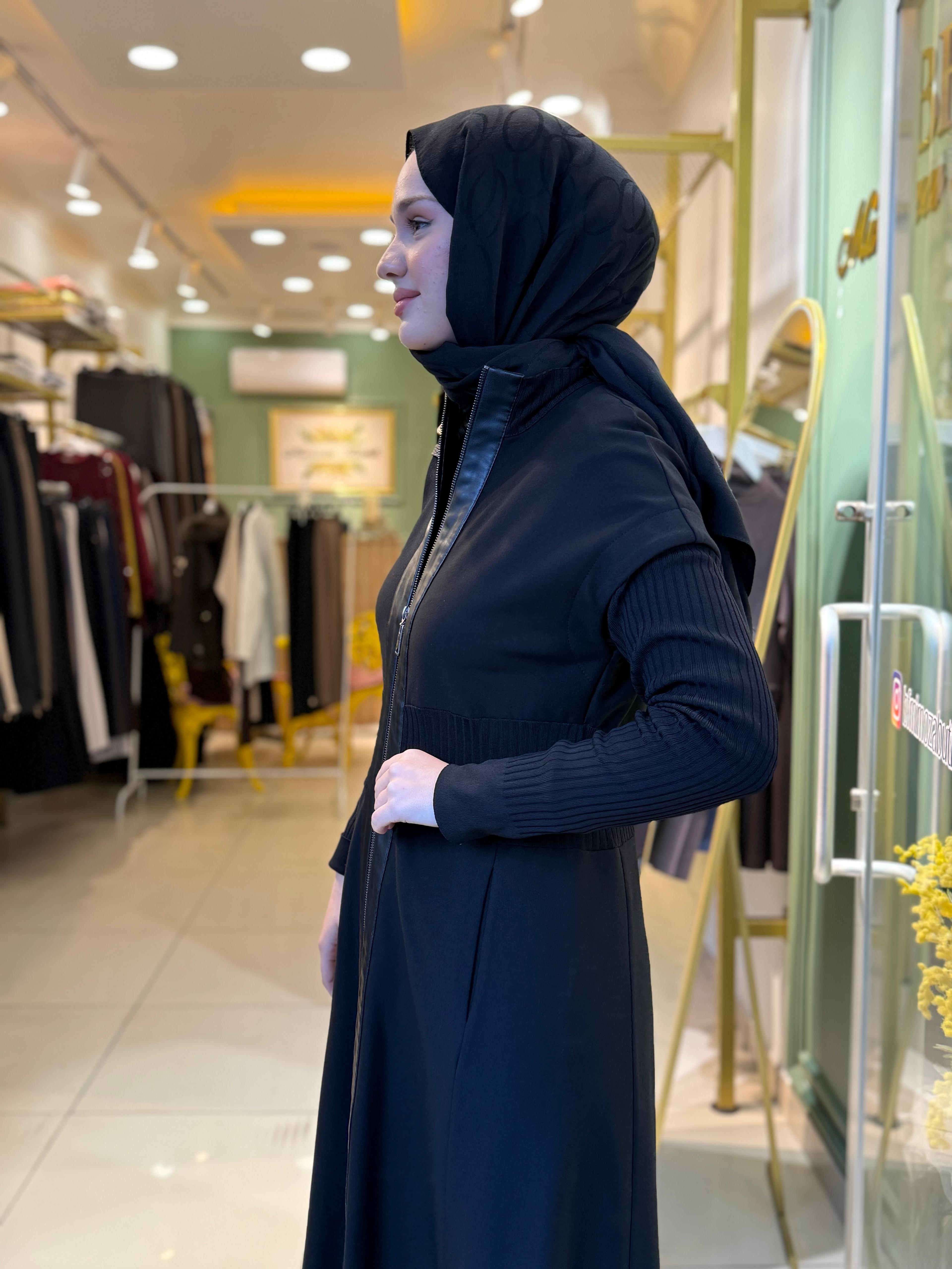 Nuss Kolu Merserize Detaylı Elbise Kap 6003 Siyah
