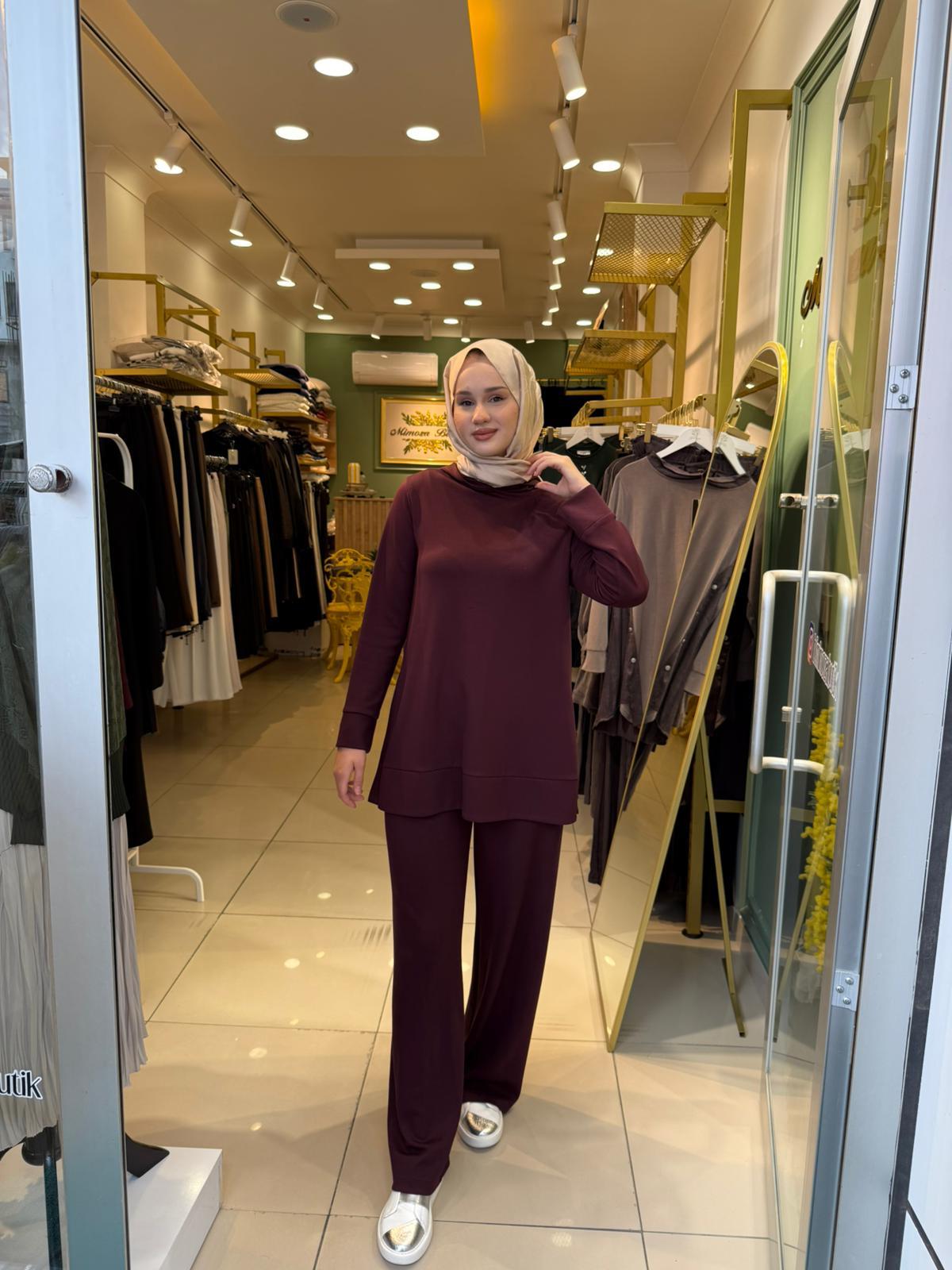 Miori Bern Pantolonlu Modal Takım 0500013 Bordo