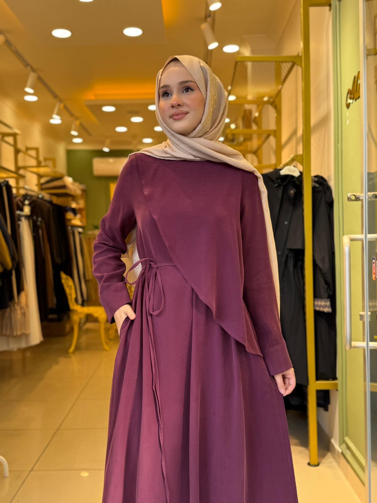 Miori Jave Modal Taşlanmış Elbise Bordo