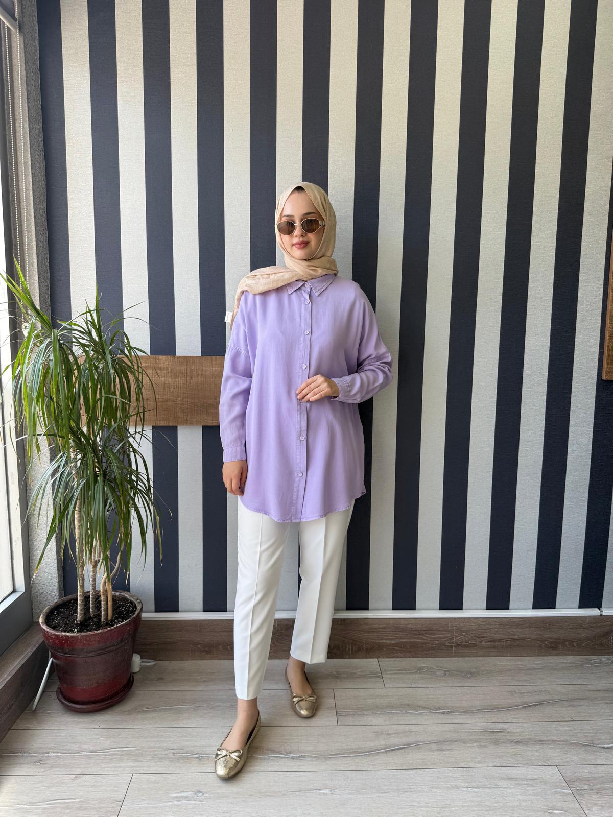 My Magazin Oversize Gömlek Lila