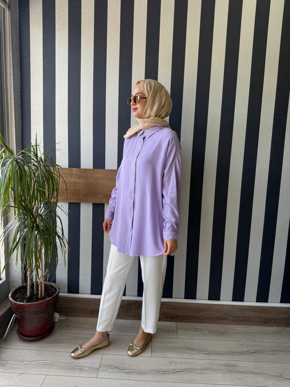 My Magazin Oversize Gömlek Lila