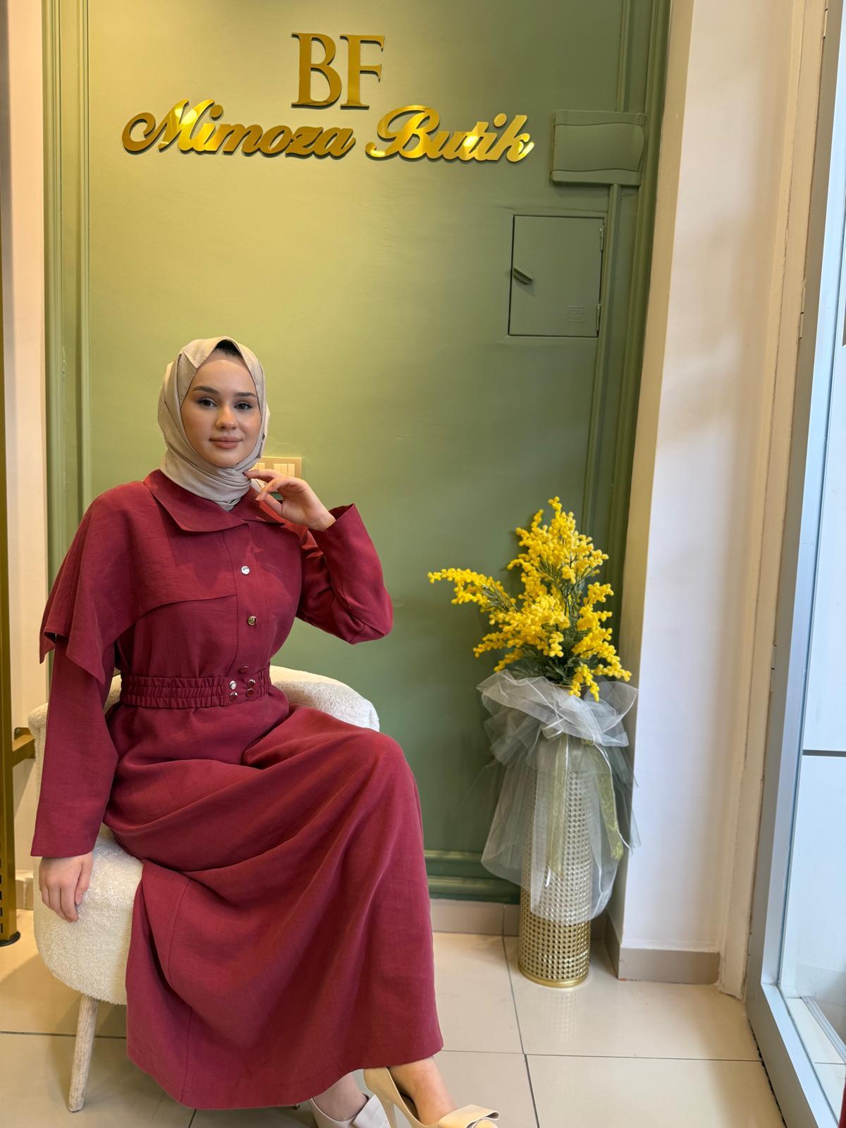 Nuss Elbise 2043 Kırmızı Kırmızı