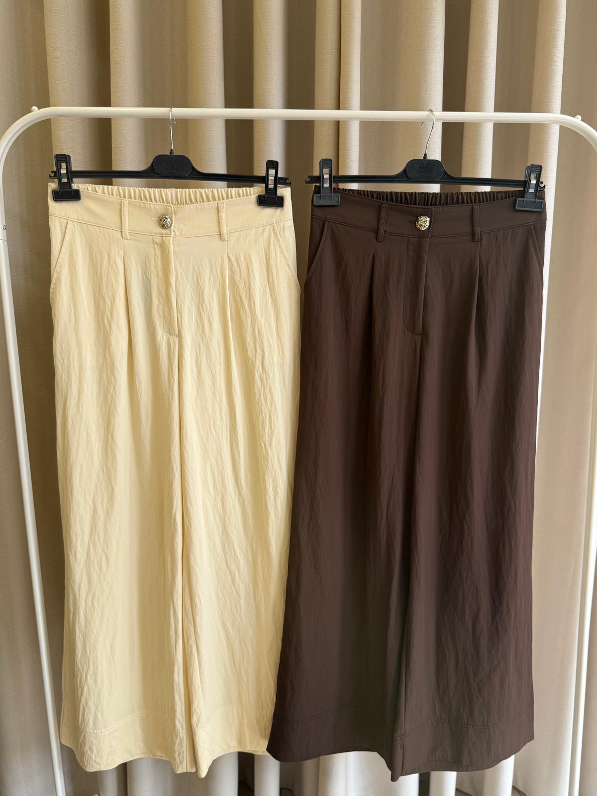Sentez 5636 Abelia Kısa Geniş Paça Pantolon Kemik