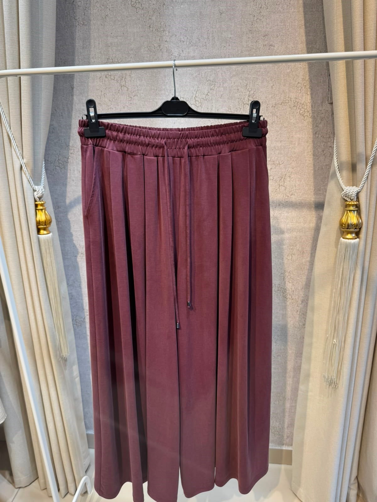 Sentez 5664 Pileli Geniş Paça Pantolon Bordo