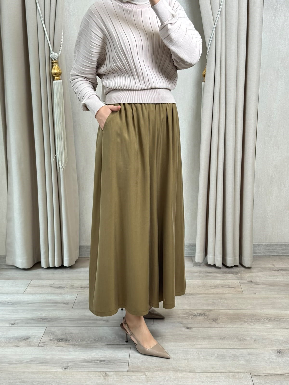 Sentez 5669 Geniş Paça Pantolon Yeşil
