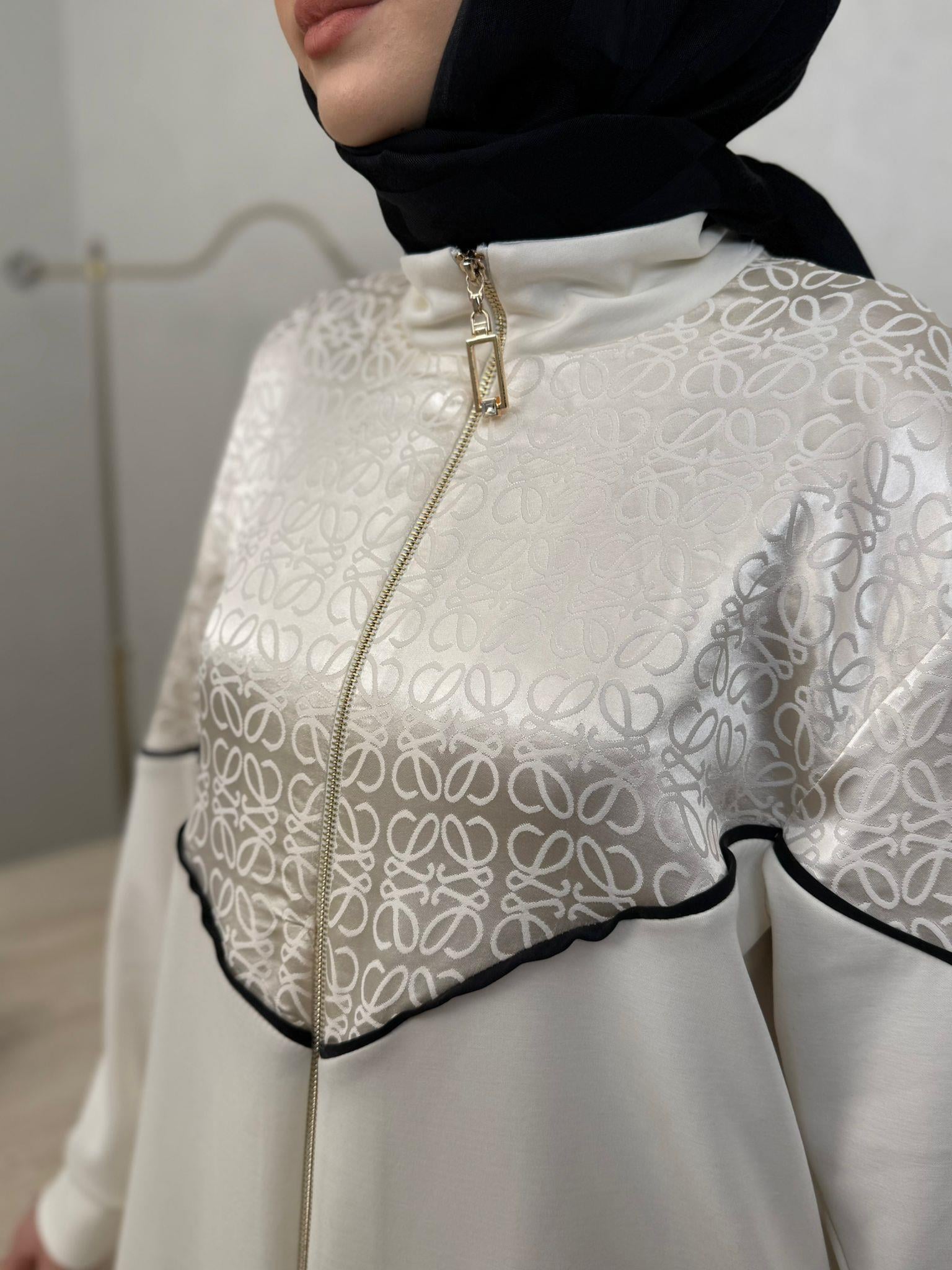 Nuss 1095 Jakar Detaylı Bambu Pantolonlu Takım Ekru