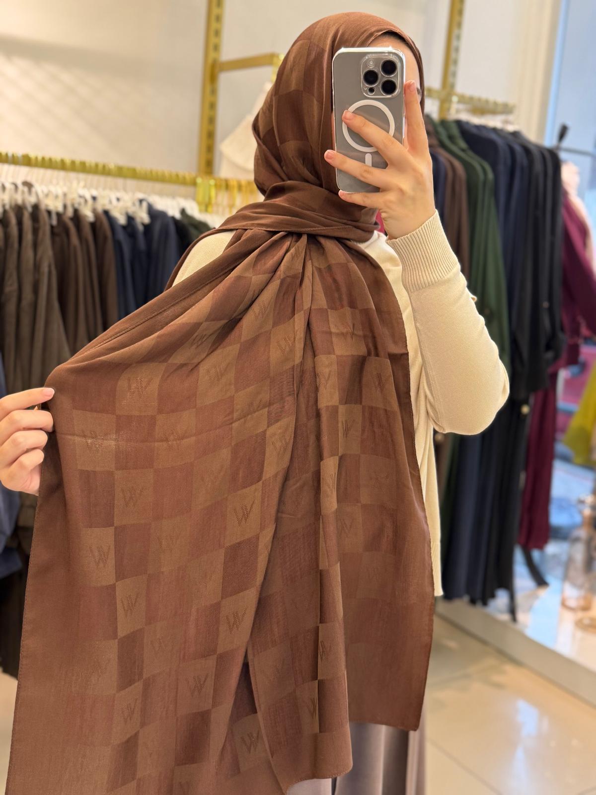 Wennora Paris Collection Dama Desen Şal Kahverengi
