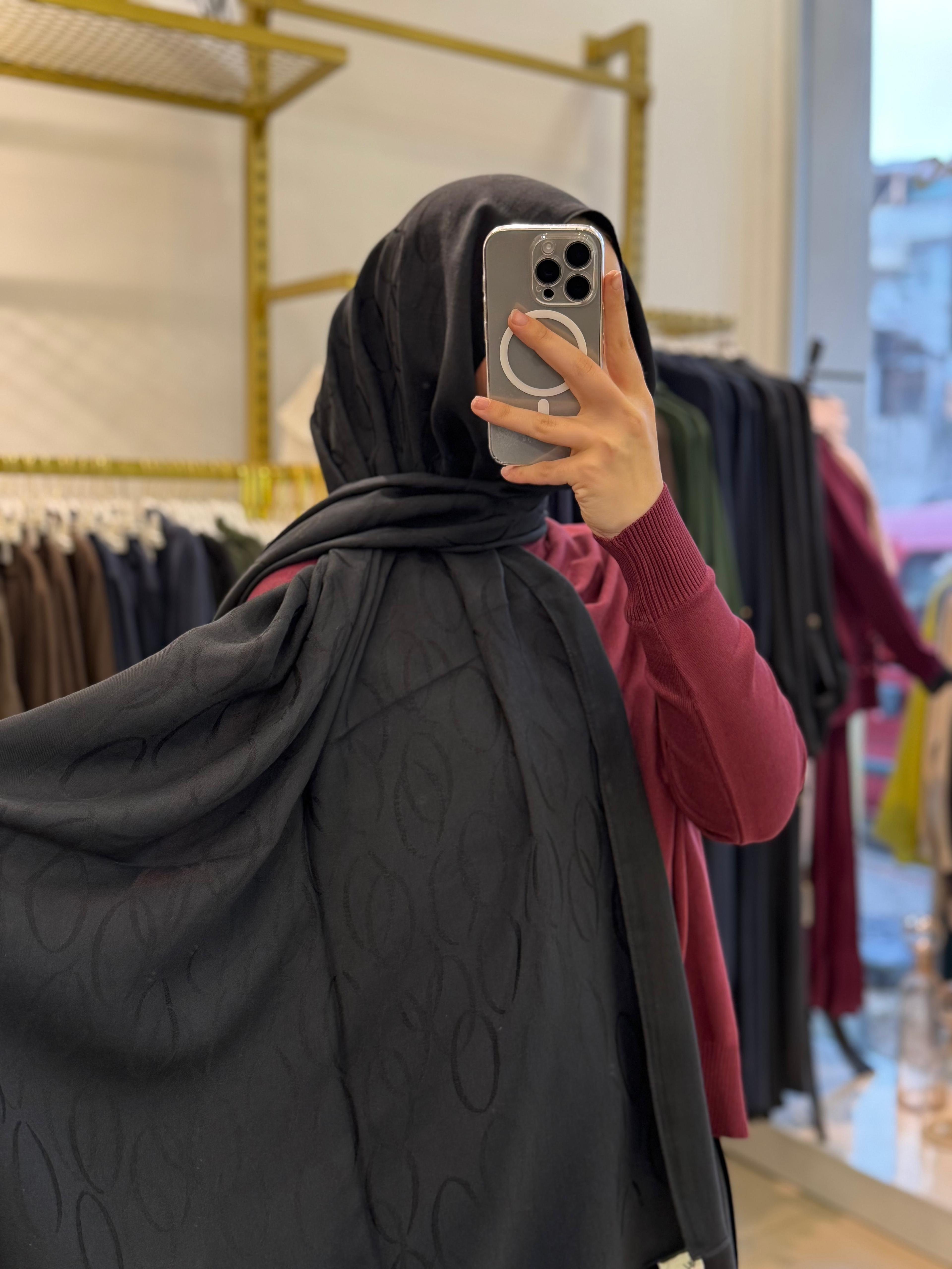 Wennora Paris Collection Halka Desen Şal Siyah