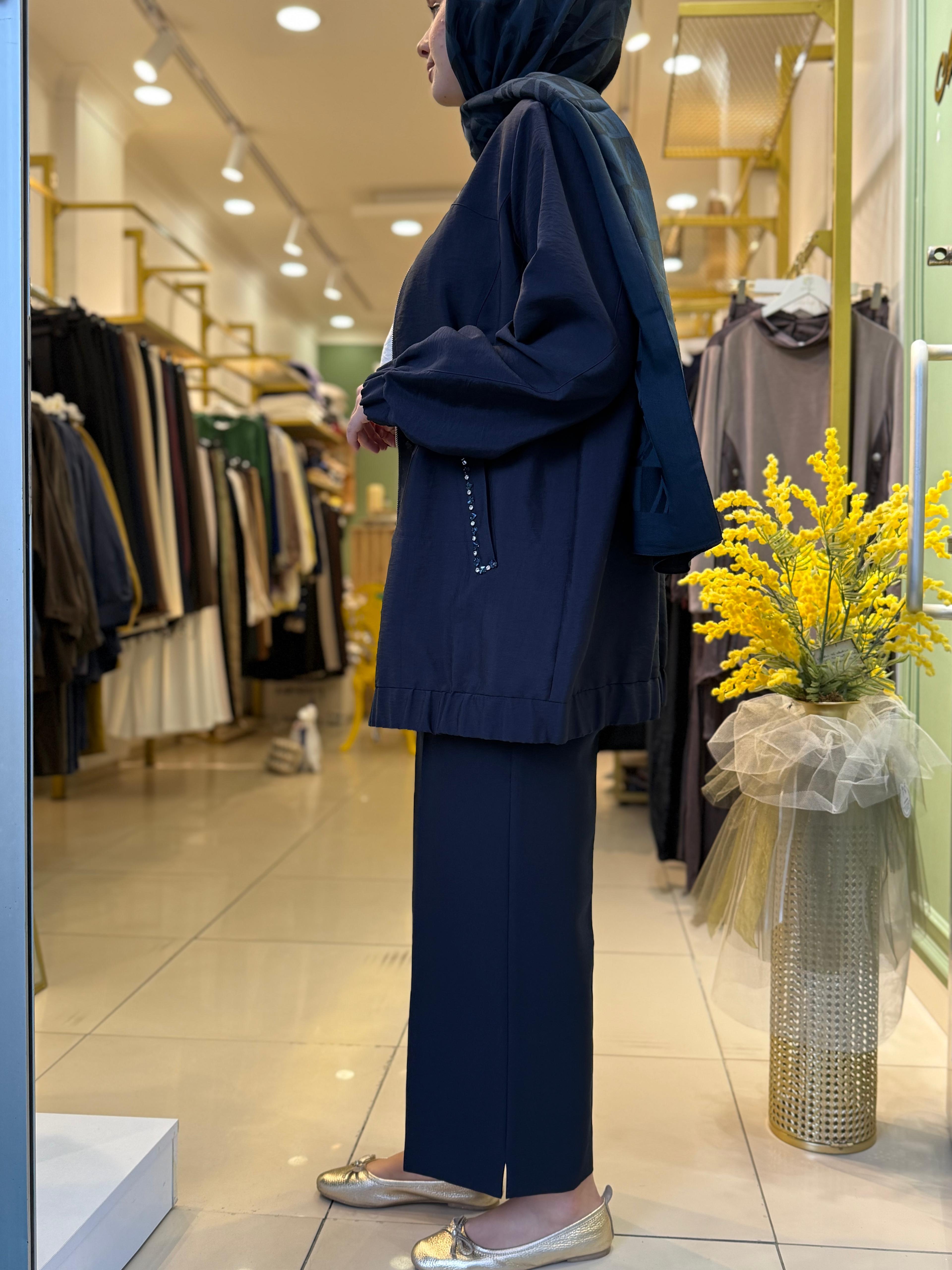 Sentez Queen Kısa Geniş Paça Pantolon 5565 Lacivert