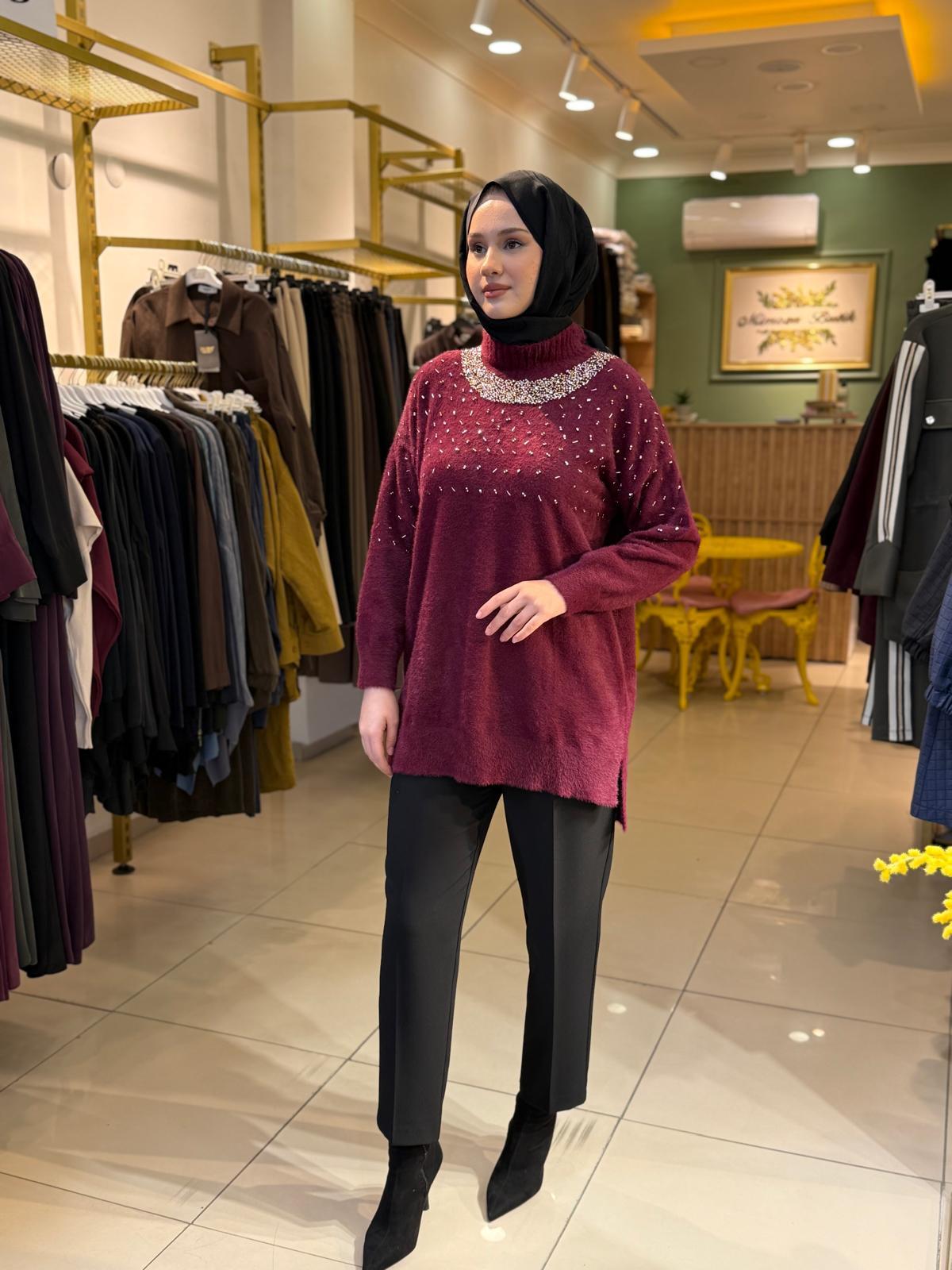 Sentez Sofia Karsajlı Apoletli Pantolon 5568 Siyah
