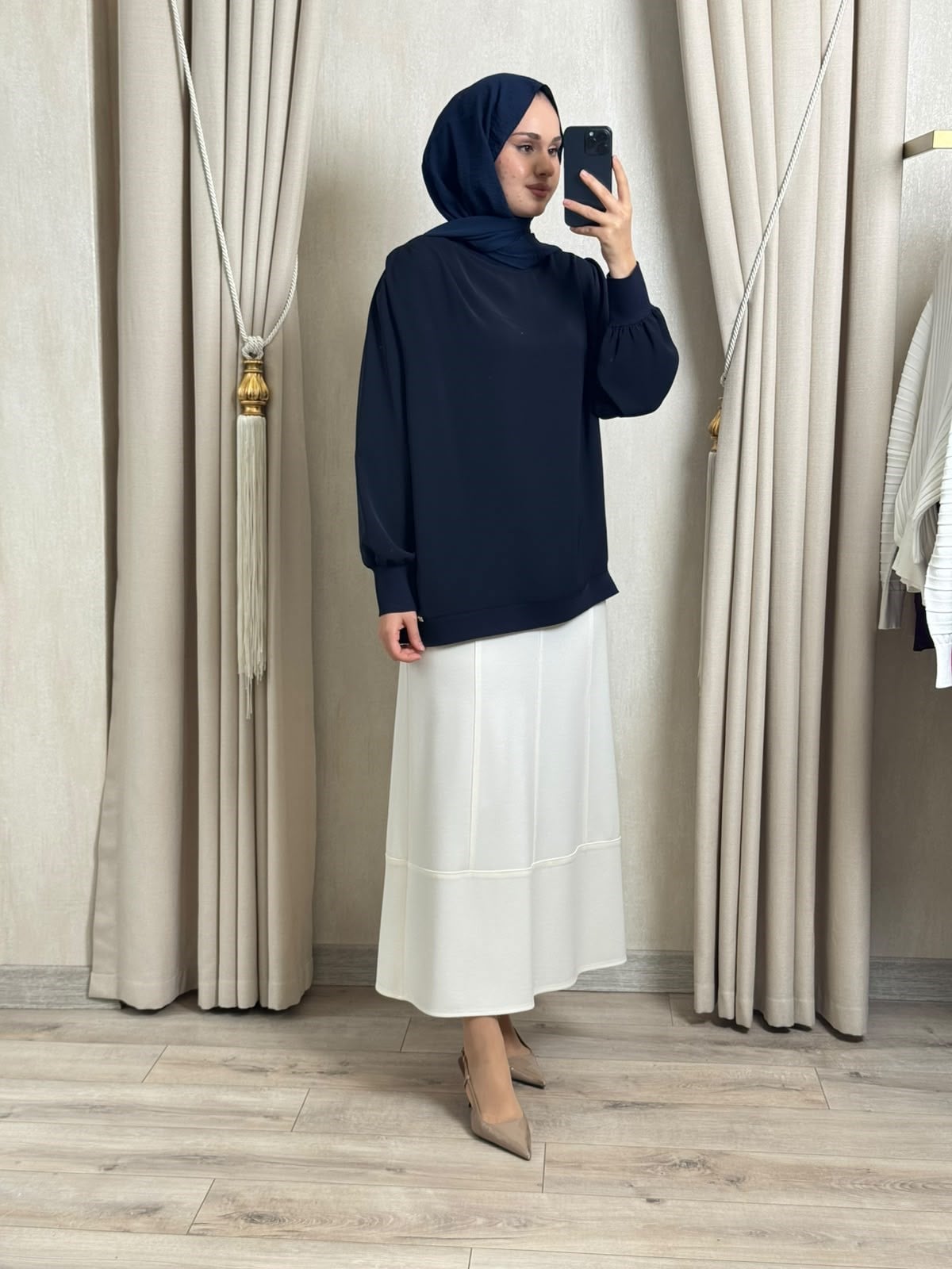Ghisa 4488  Yaka Drapeli Tunik Lacivert