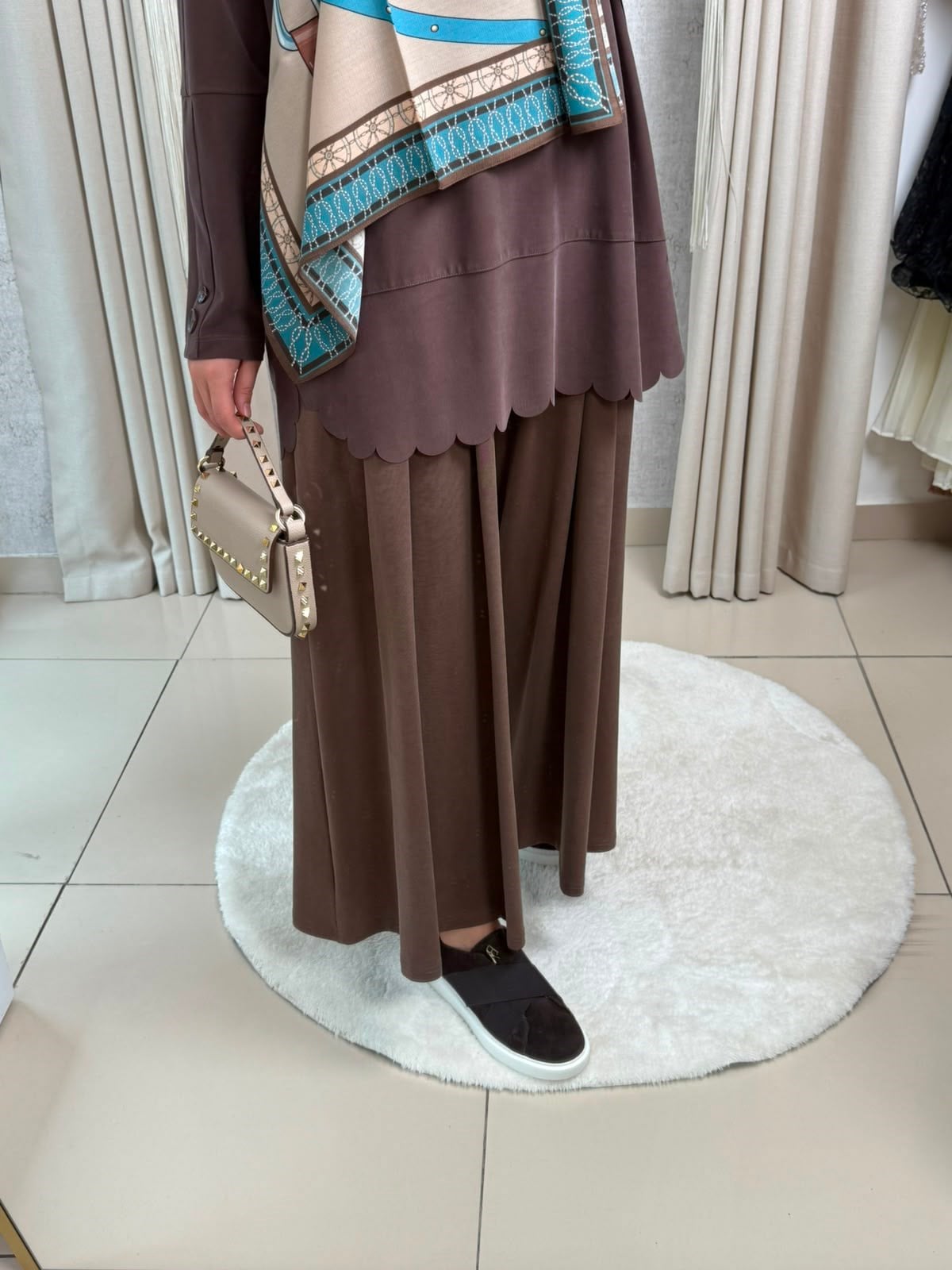 Tığ Triko 4103 Oversize Tunik Kahve
