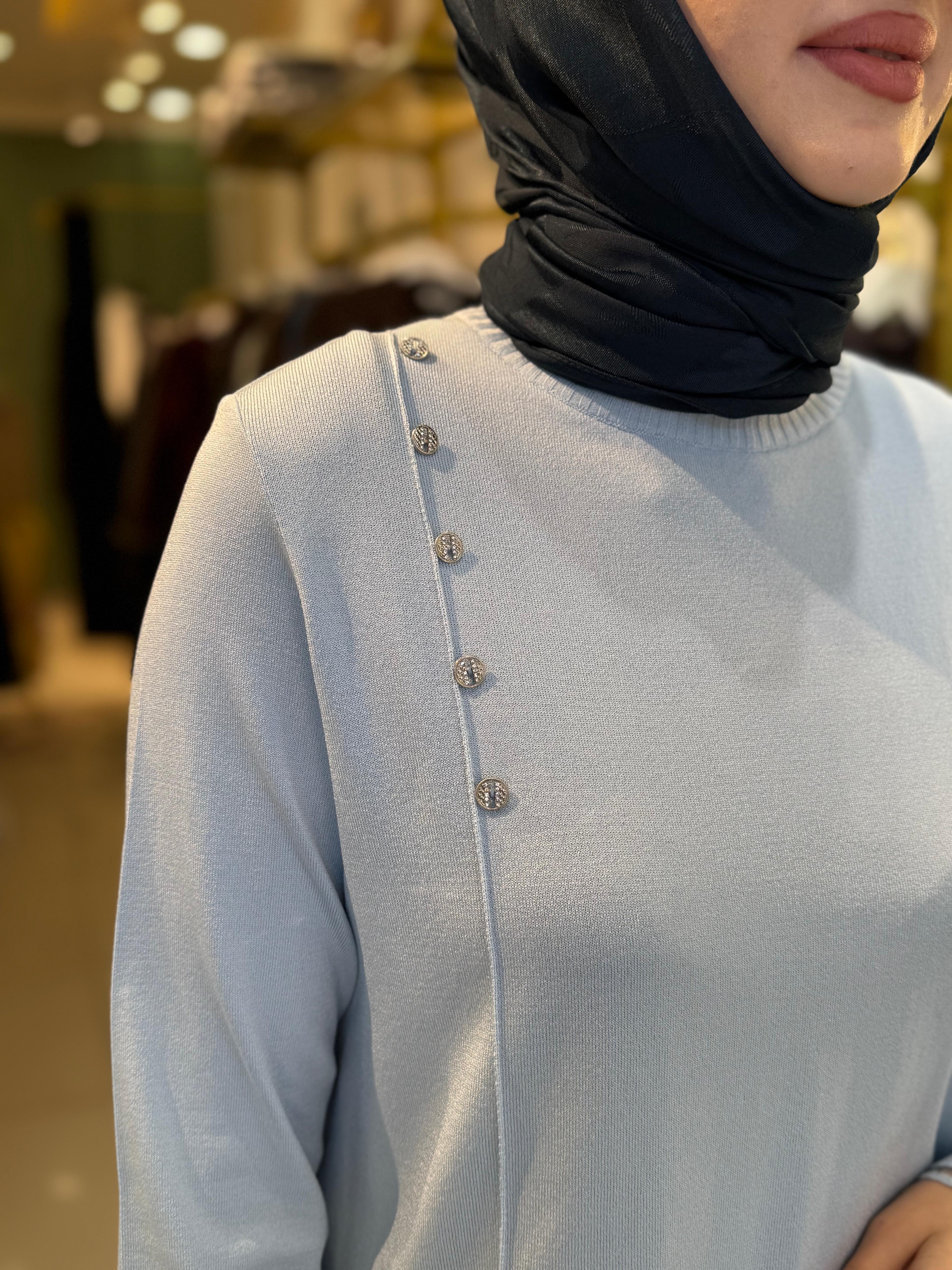 Tığ Triko Fırfır Detaylı Rayon Tunik 21797 Bebe Mavi