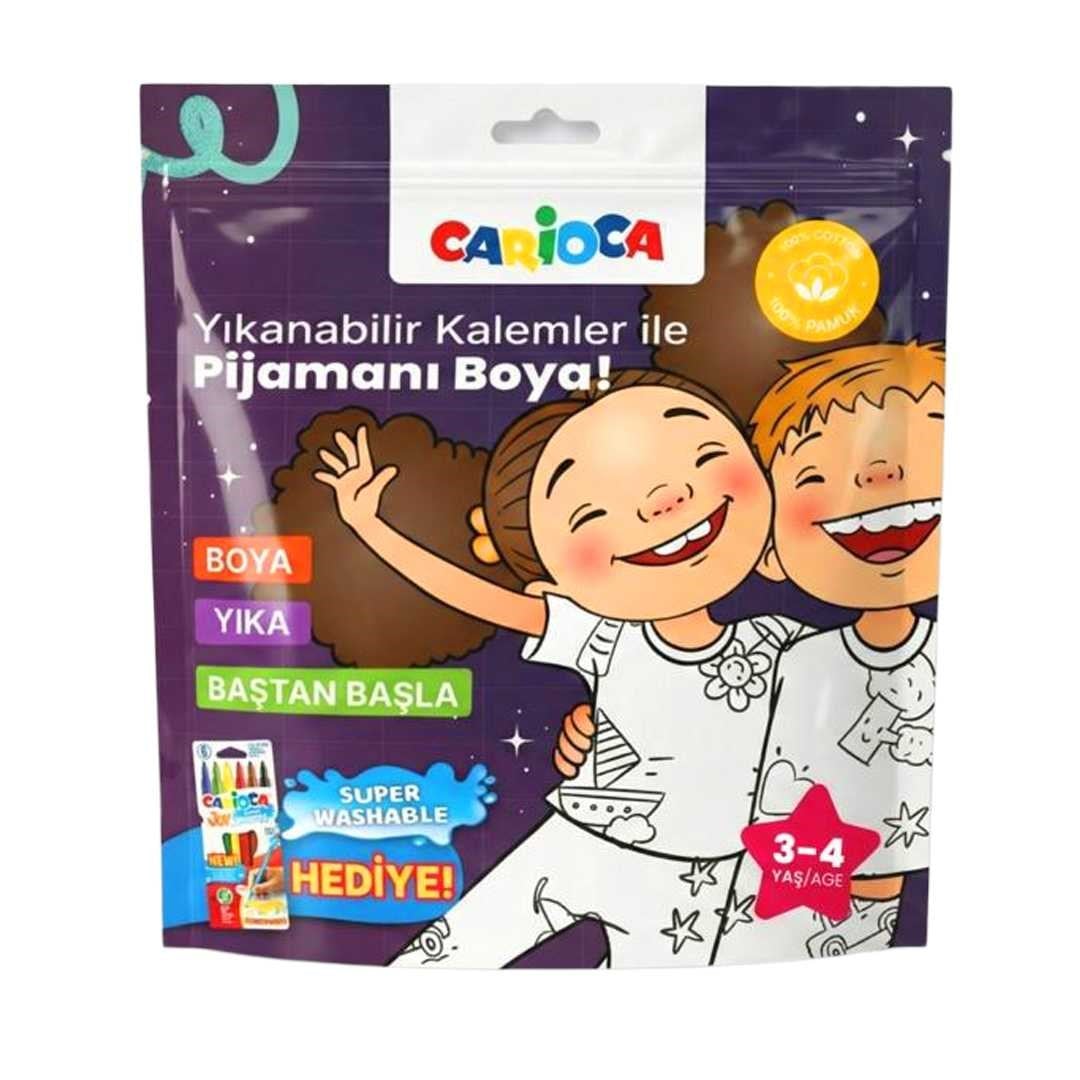 CARİOCA BOYANABİLİR PİJAMA LN-80010 YIKANABİLİR KALEM HEDİYELİ 3-4 YAŞ