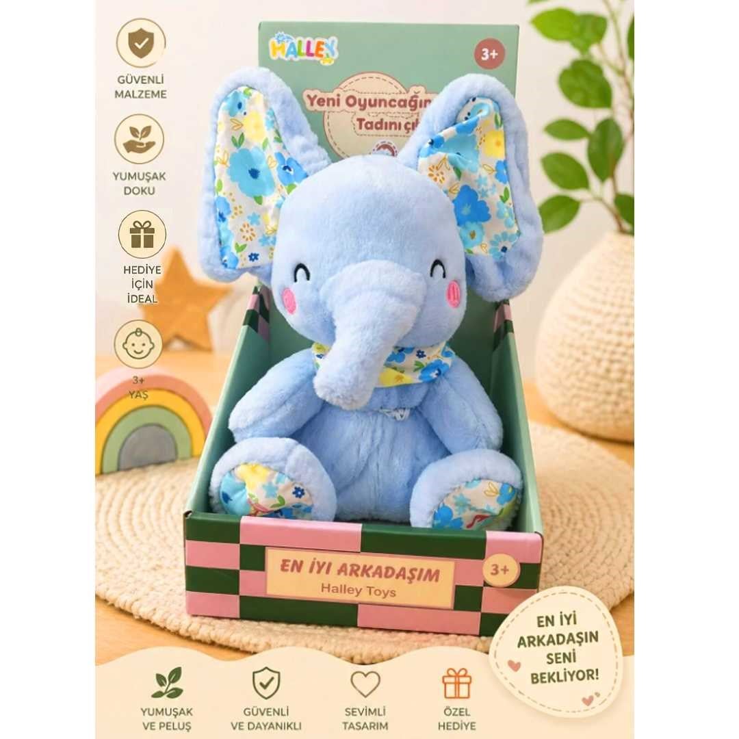 HALLEY PELÜŞ PL50124 FİL MÜZİKLİ HAREKETLİ 28 CM 3+