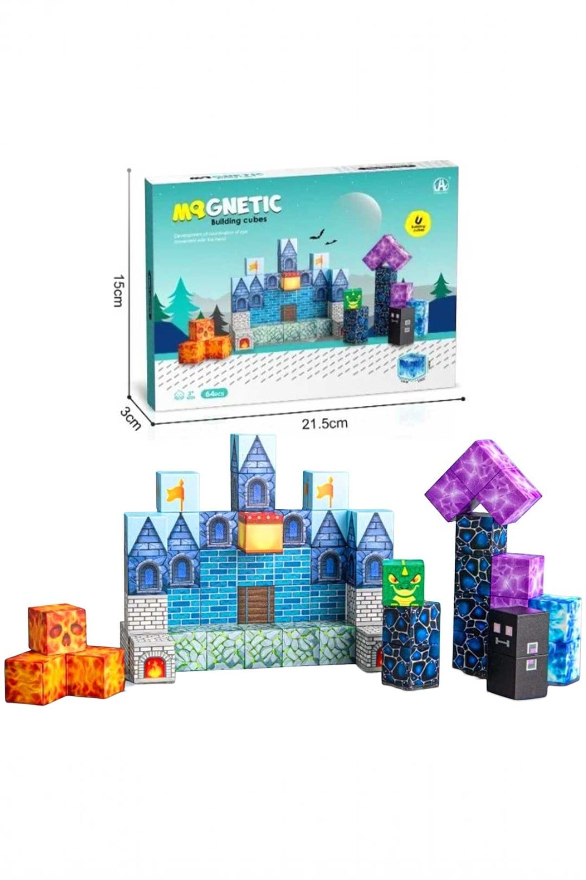 KZL MAGNETİC CUBES CH1392 MANYETİK YAPI KÜPLERİ 2X2X2 CM 64 PARÇA 3+