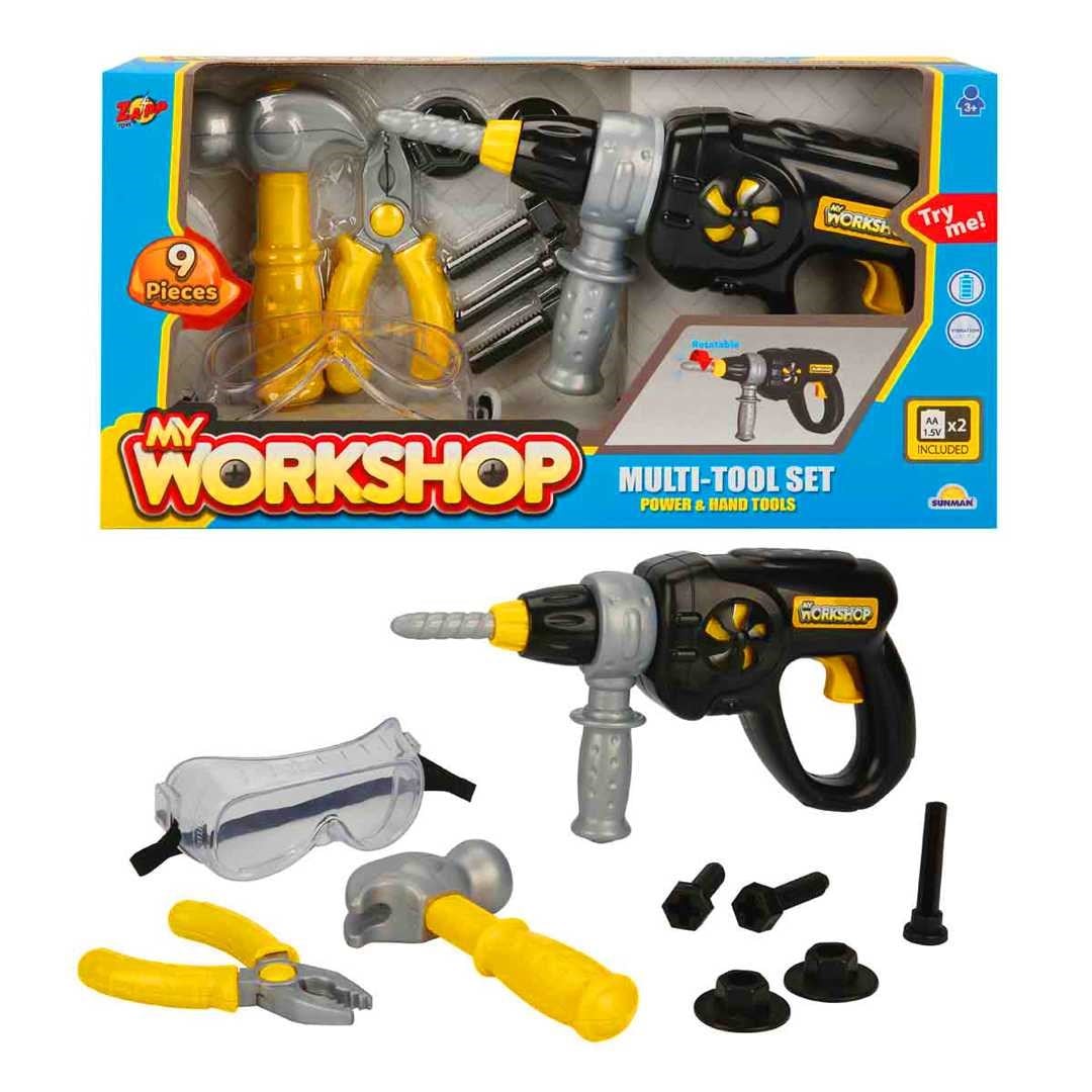 SUNMAN TAMİR SETİ ZAPP S00004606 MATKAP AKSESUARLI SESLİ 9 PARÇA KÜÇÜK 3+