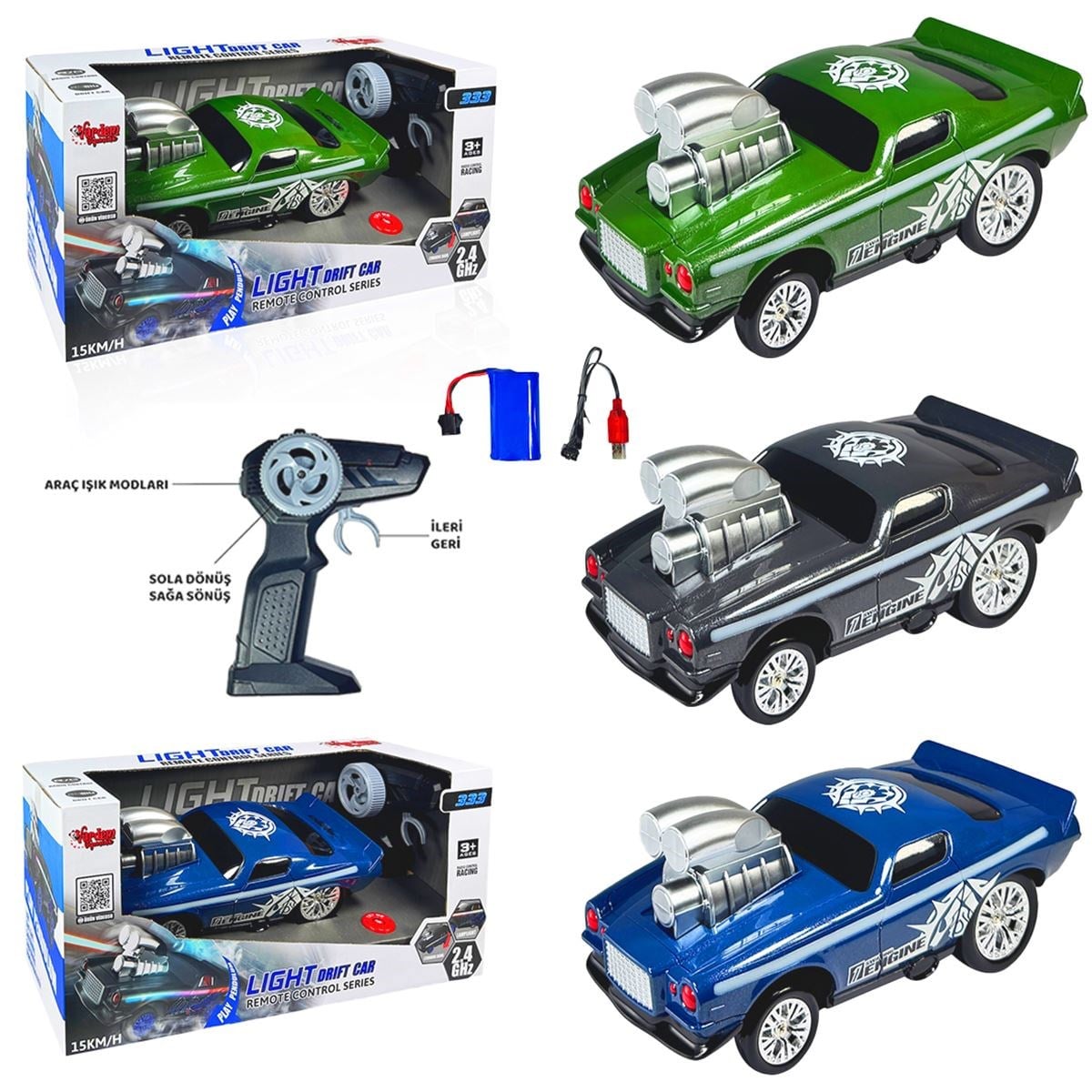 VARDEM KUMANDALI DRİFT ARABA 333-TJ4161B LİGHT DRİFT CAR F/F R/C 2.4GHZ 3+