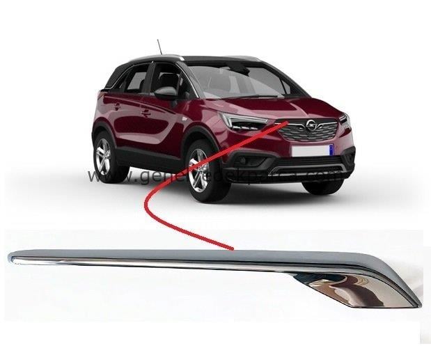 Opel Crossland X Ön Panjur Çıtası Nikelaj Kromlu Sağ Orijinal GM