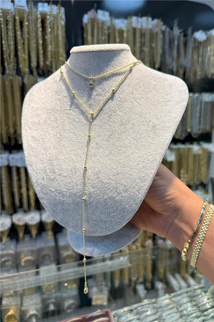 14 K Yeşil Altın Renk Vip Kolye