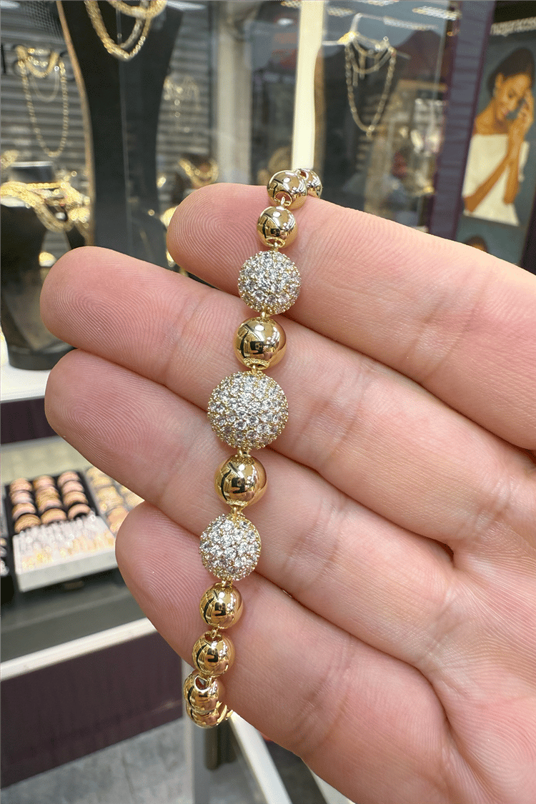 14 K Yeşil Altın Renk Xuping Vip Bileklik 