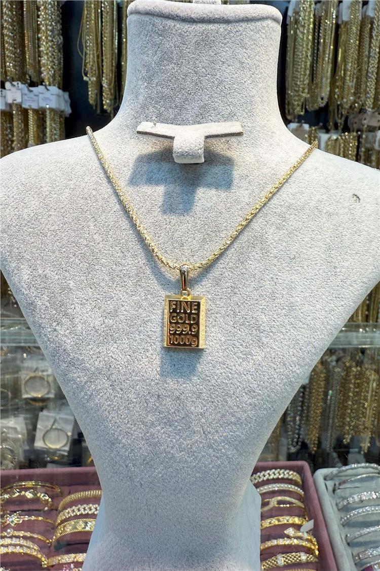 Külçe Altın Büyük Boy Kolye 14 K Renk