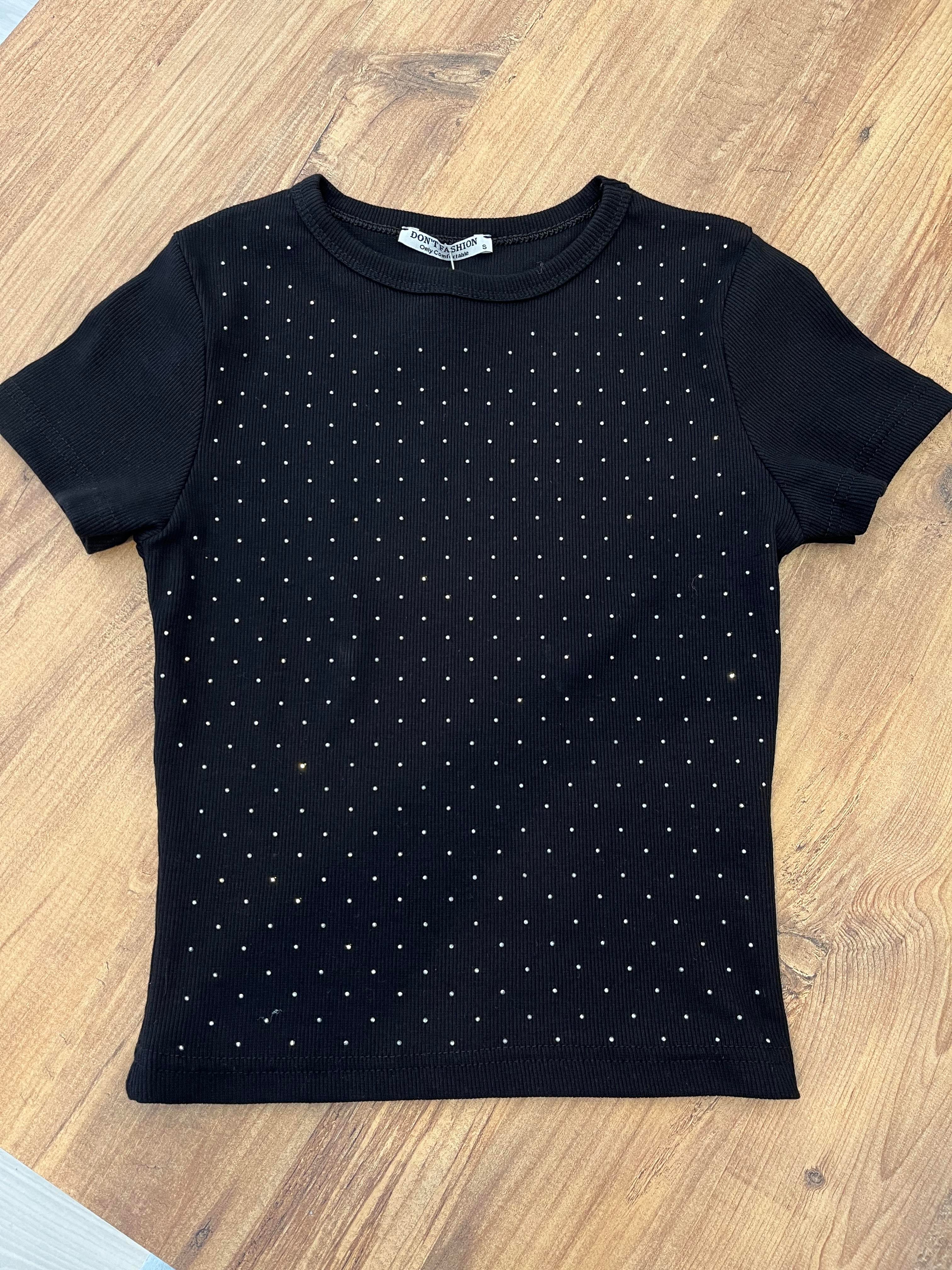 Bisiklet Yaka Taşlı Crop
