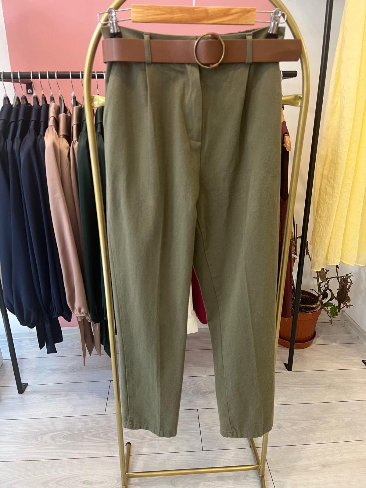 Kemerli Keten Pantolon