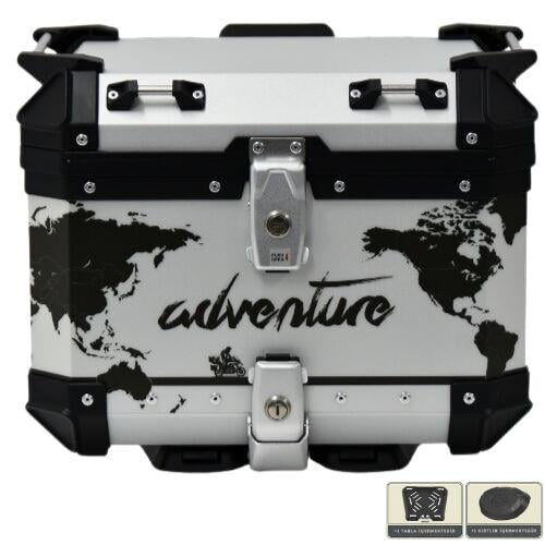 COOCASE ALÜMİNYUM ARKA ÇANTA 45L ( METAL GÜMÜŞ ADVENTURE-WORLD/BLACK)