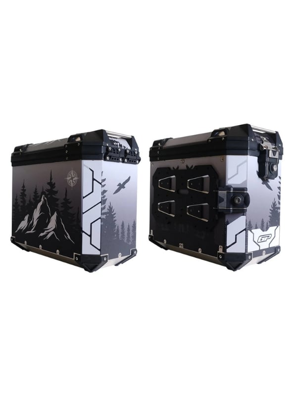 GP Kompozit DSN05 Universal 40 lt x 2 Desenli Alüminyum Motosiklet Yan Çanta Seti