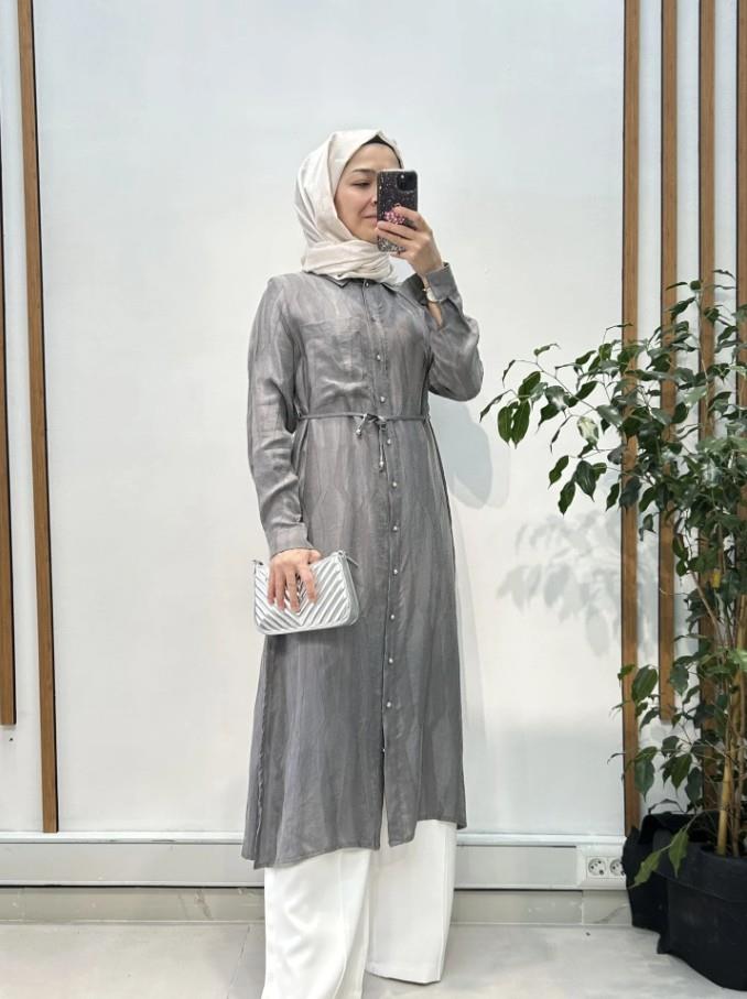 Gri Desenli Tunik
