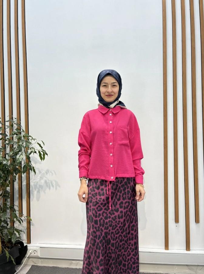 Pembe Desenli Saten Etek