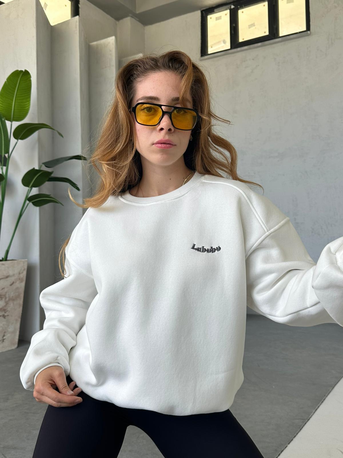 Labunu Nakışlı Sweatshirt Beyaz