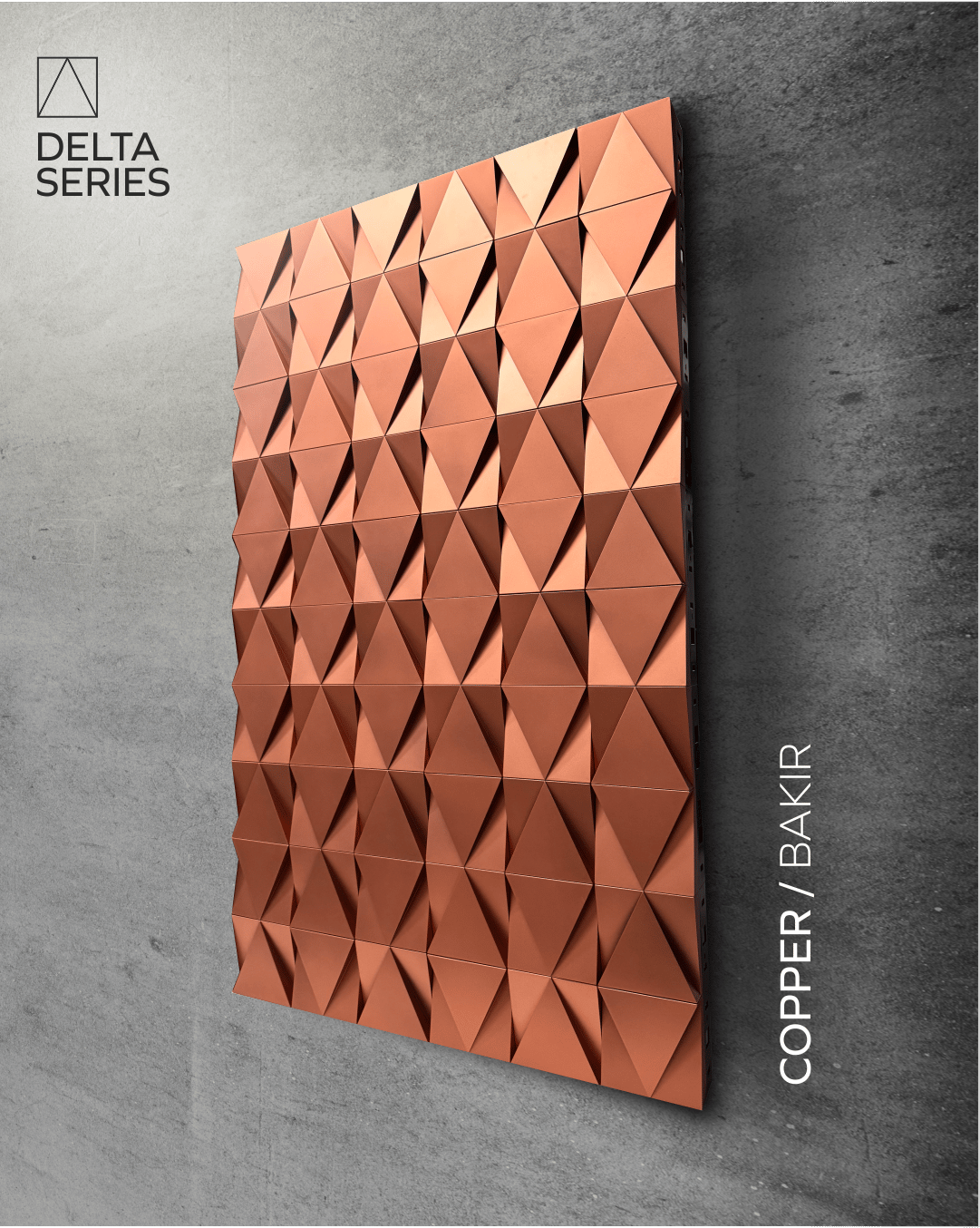 3D Duvar Paneli - Delta / Bakır + Platform