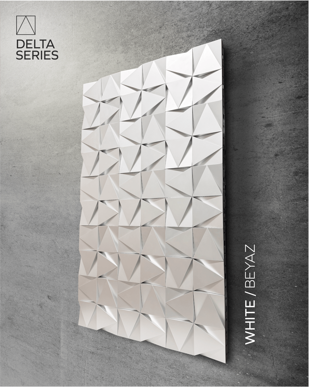 3D Duvar Paneli - Delta / Beyaz + Platform