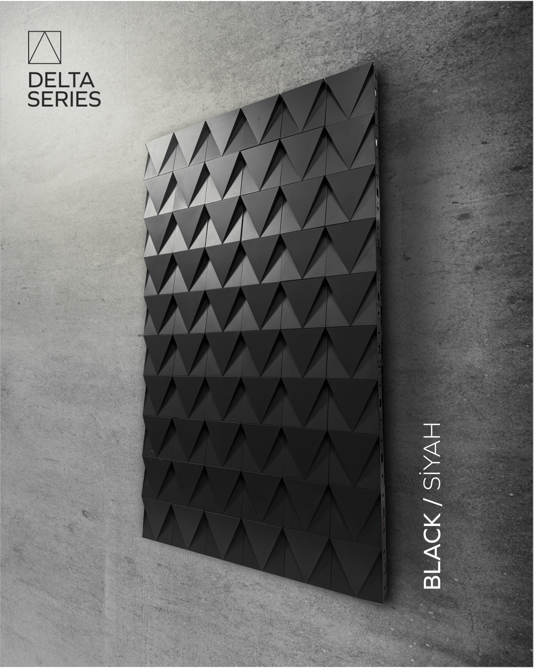 3D Duvar Paneli - Delta / Siyah + Platform