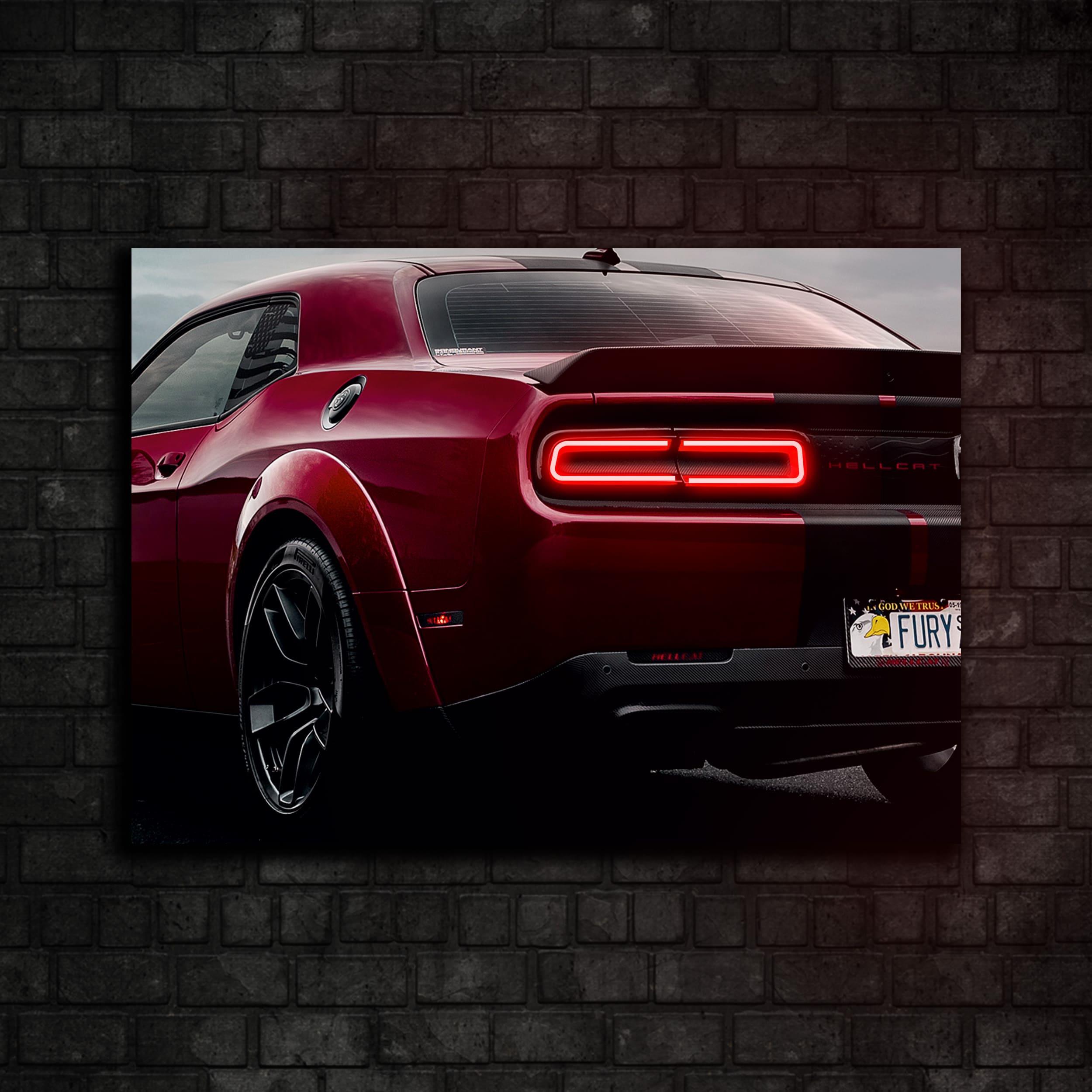 Dodge Challenger SRT Hellcat. Araba Neon Tablo