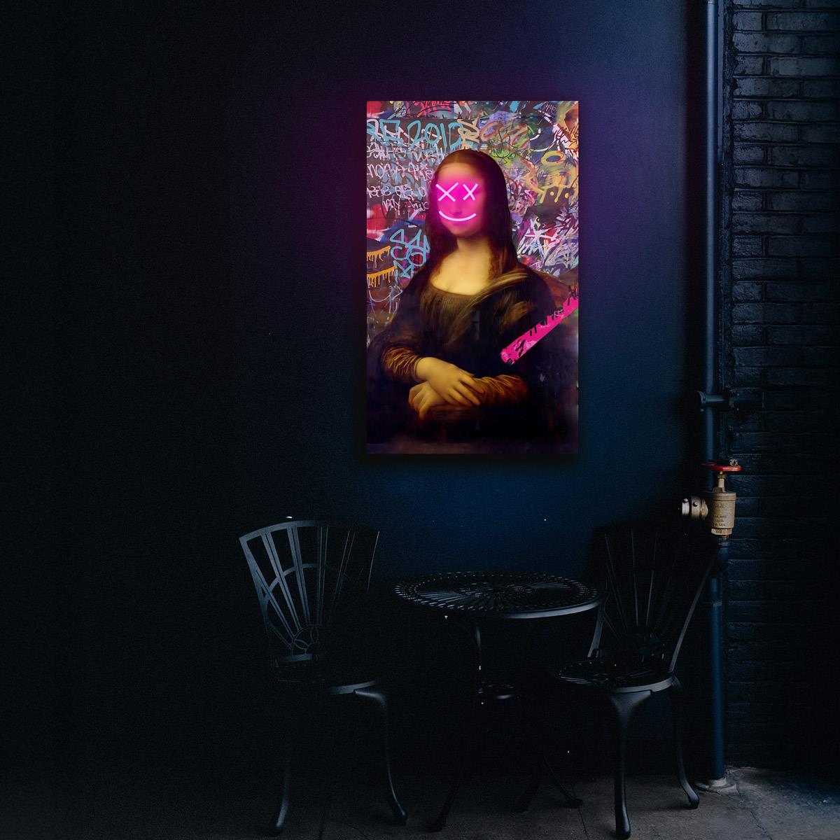 Mona Lisa Graffiti Baskılı Neon Tabela