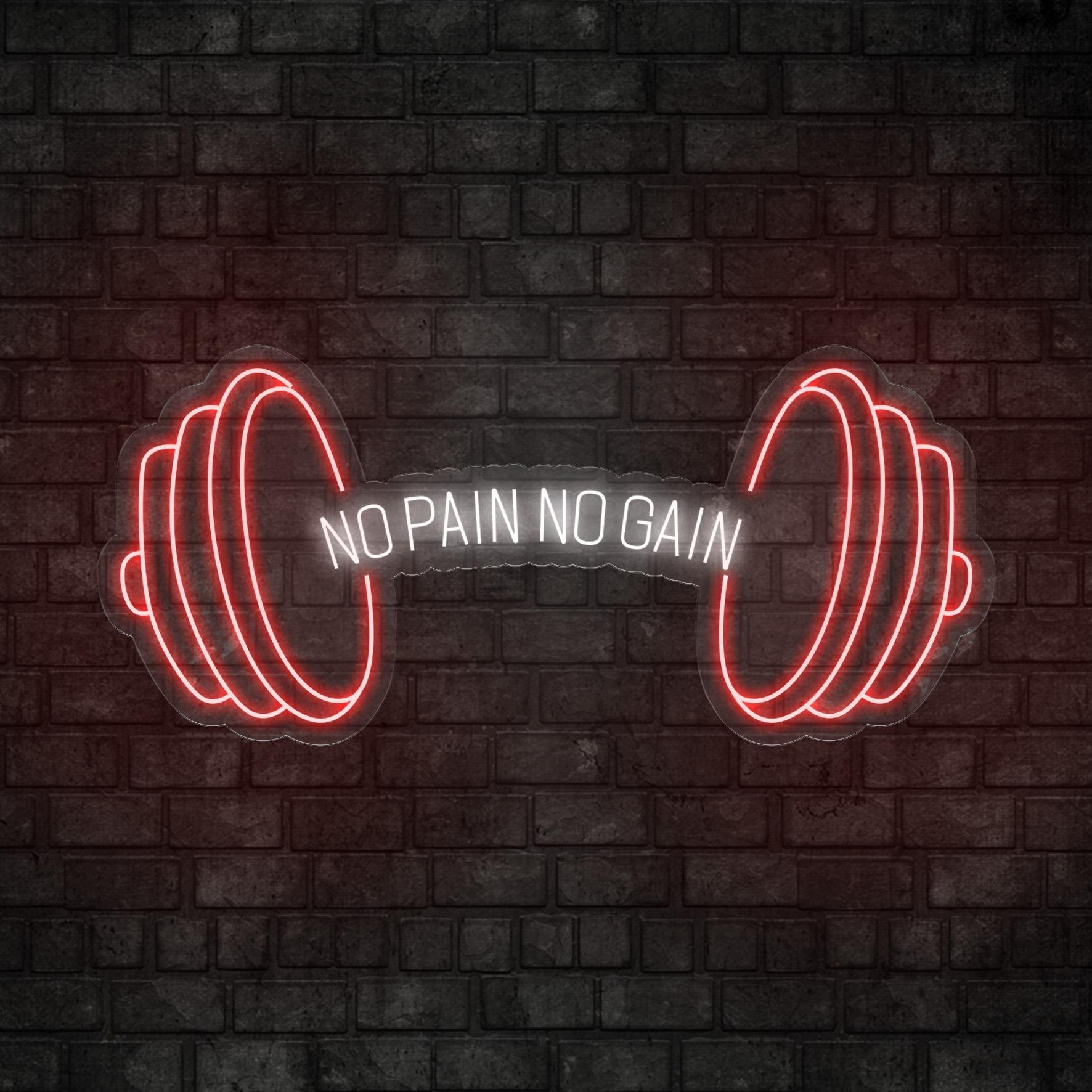 No Pain No Gain Yazılı Figürlü Led Neon