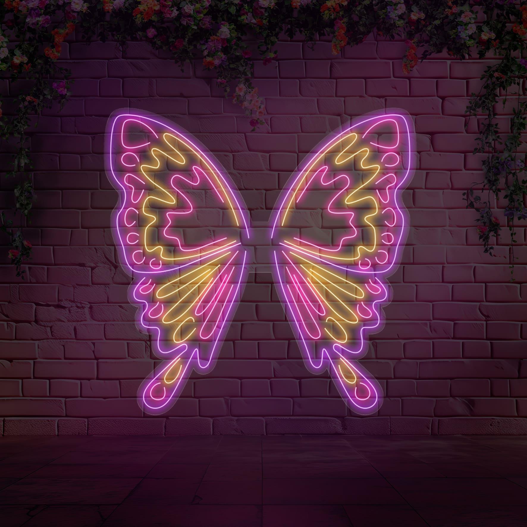 Renkli Kelebek Kanatları Led Neon