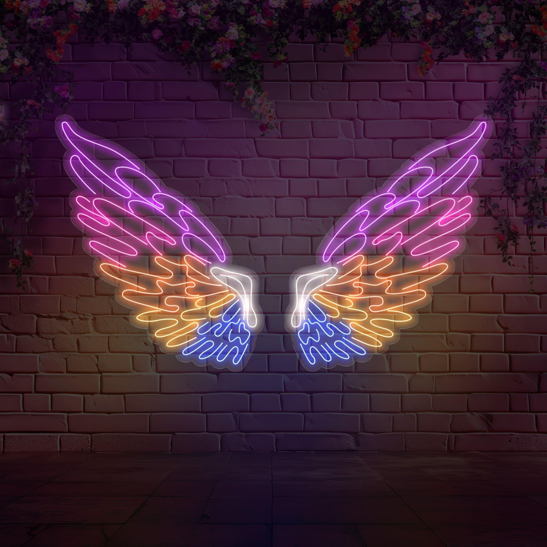 Renkli Melek Kanatları Led Neon