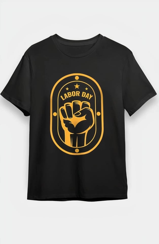1 Mayıs Emekçilerimiz İçin Özel Tasarım Labor Day Baskılı T-shirt - Siyah