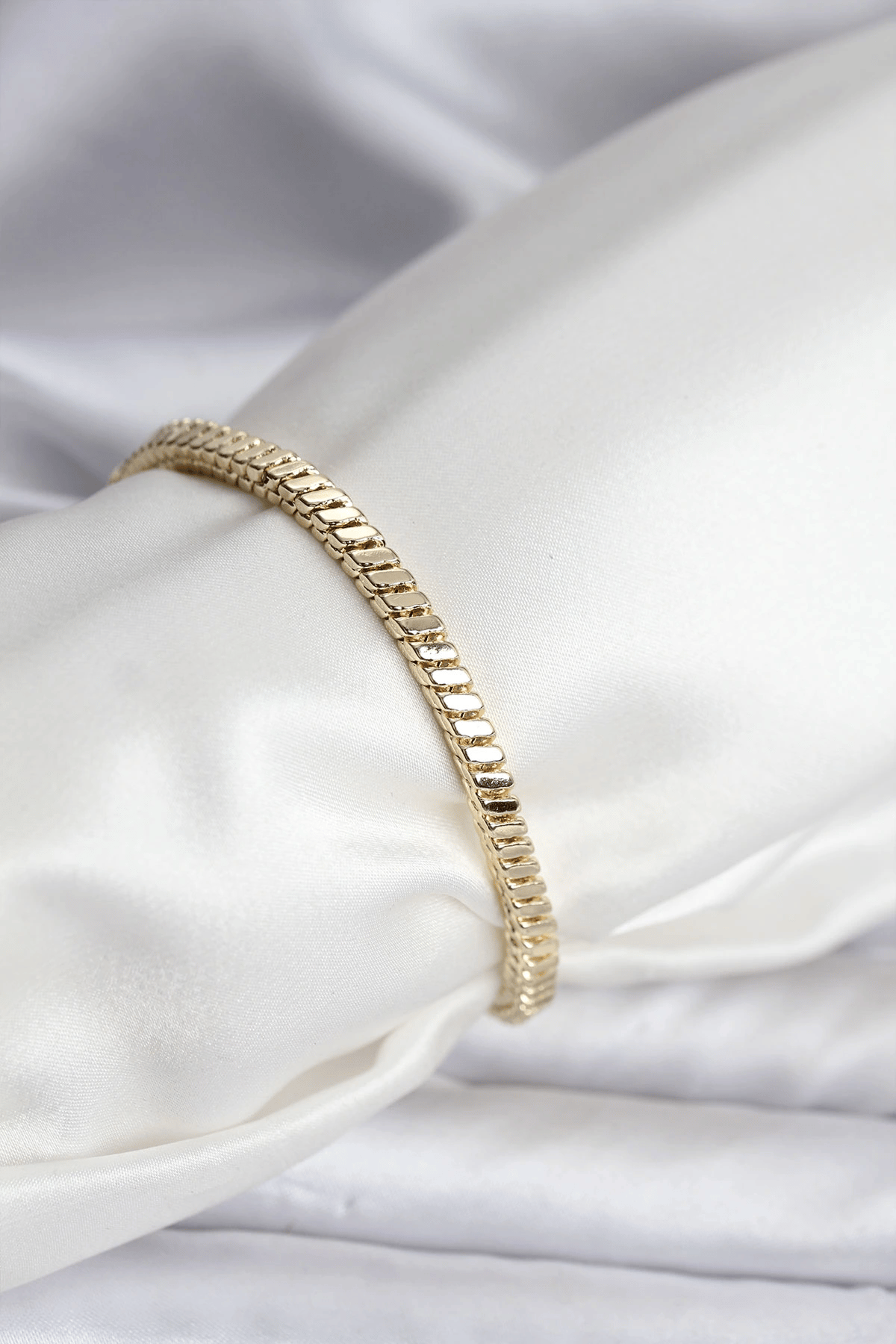 14k Gold Renk Kaplama Kare Zincir Model Cm Kadın Bileklik