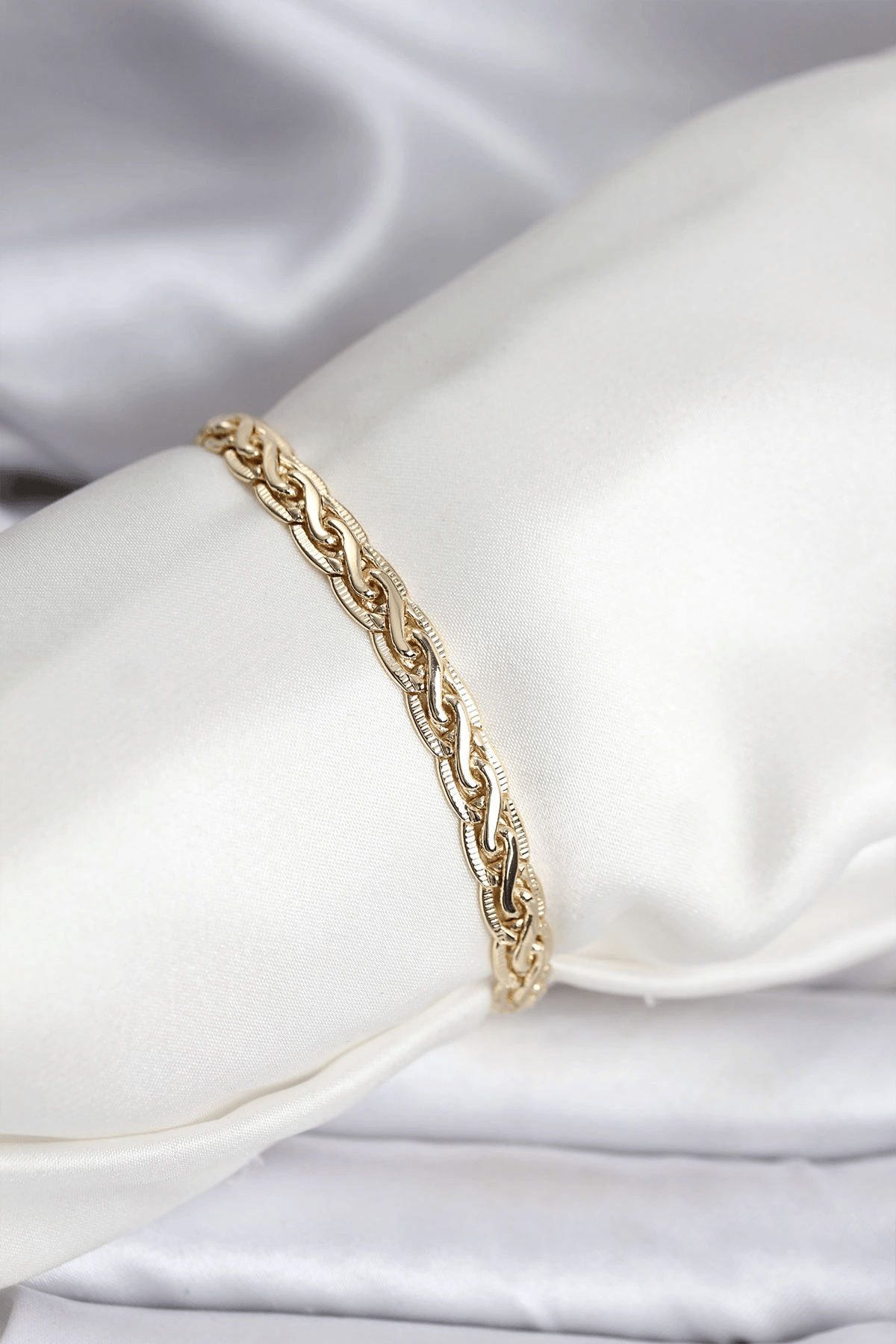 14k Gold Renk Kaplama Lazer Zincir Model Cm Kadın Bileklik