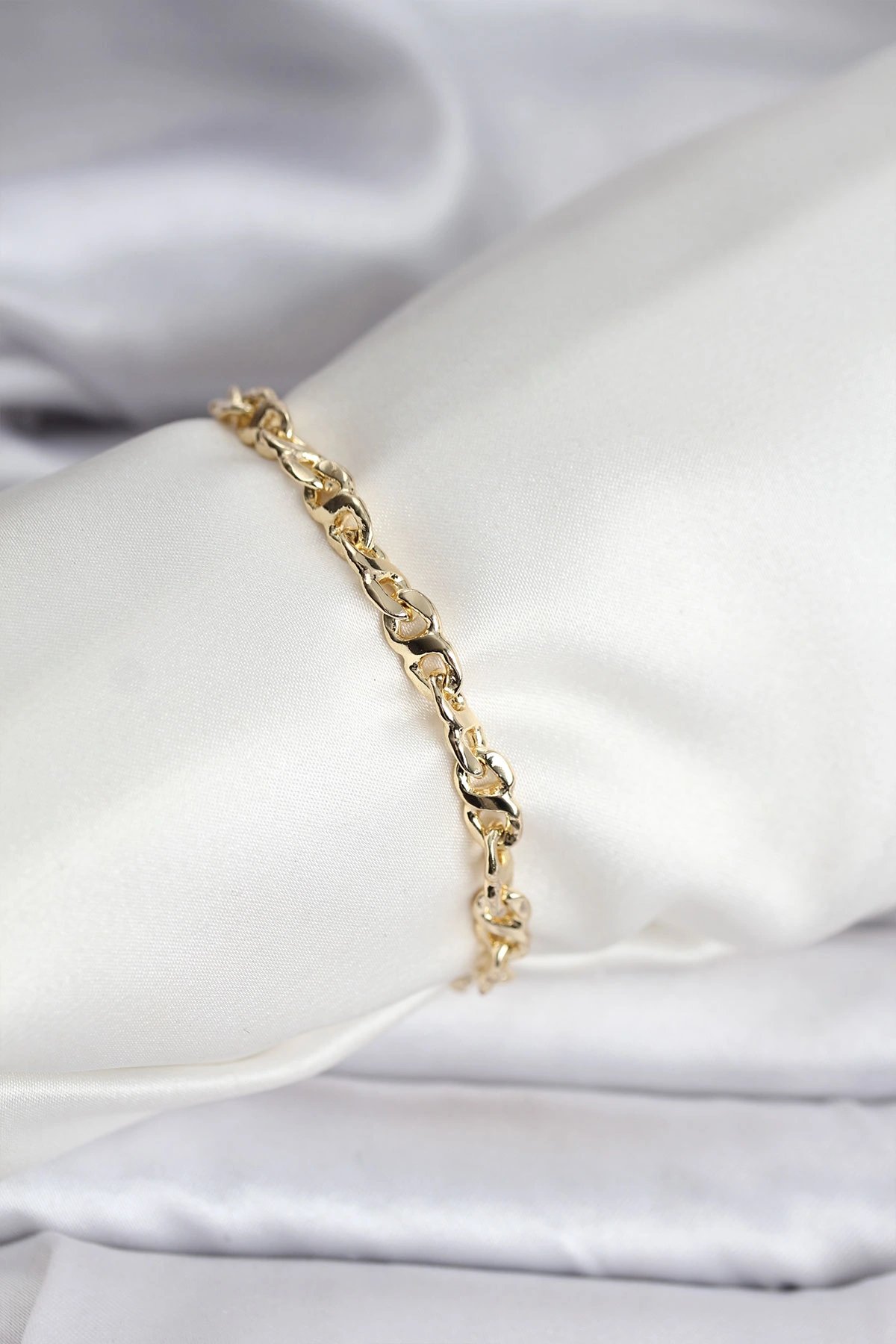14k Gold Renk Kaplama Zincir Model Cm Kadın Bileklik