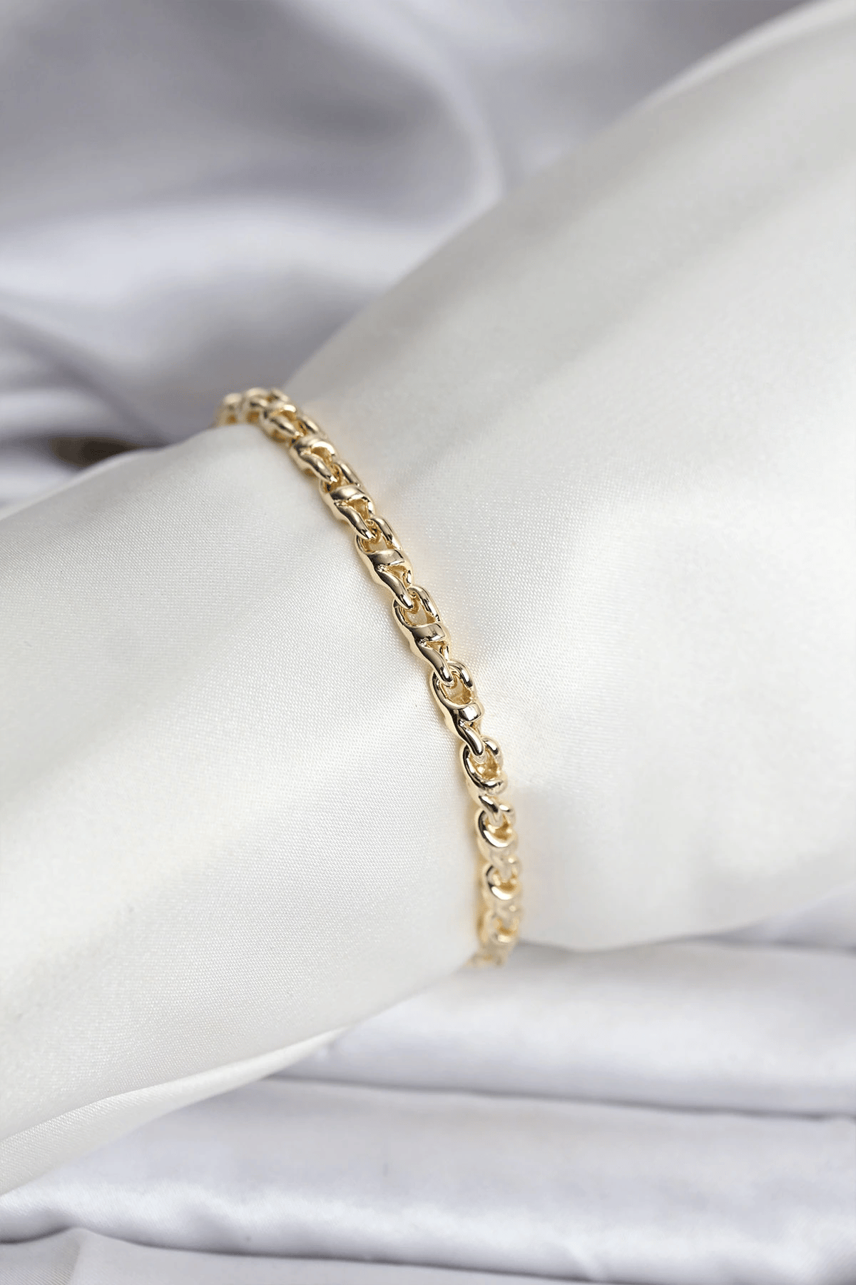14k Gold Renk Kaplama Zincir Model Kadın Cm Bileklik
