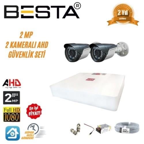 2 MP Ahd 1080P Gece Görüşlü 2 Kameralı Güvenlik Sistemi